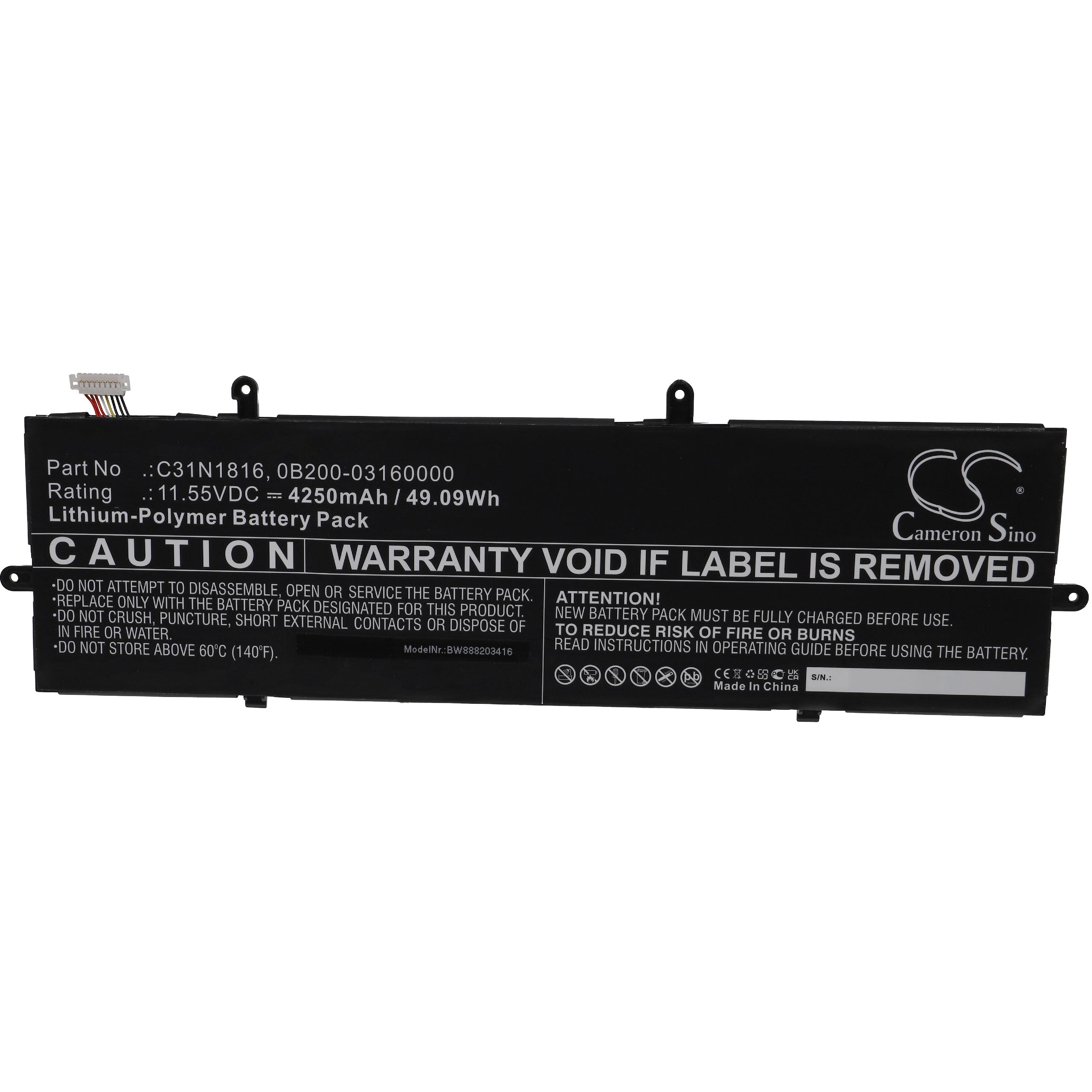 Notebook Battery Replacement for Asus 0B200-03160000, C31N1816 - 4250mAh 11.55V Li-polymer