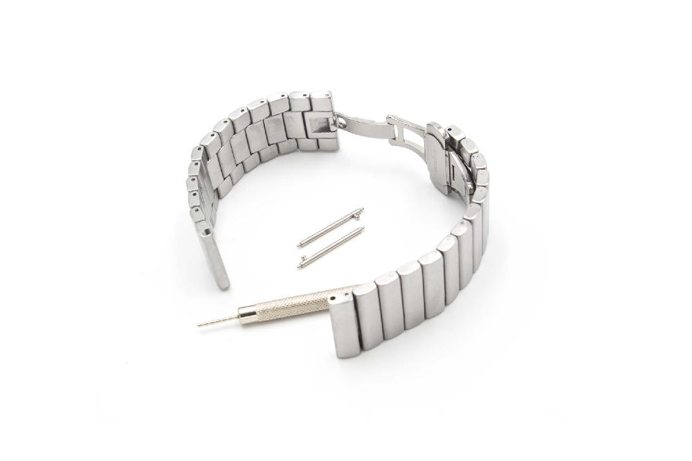 Armband für LG Smartwatch u.a. - 19 cm lang, 22mm breit, Edelstahl, silber