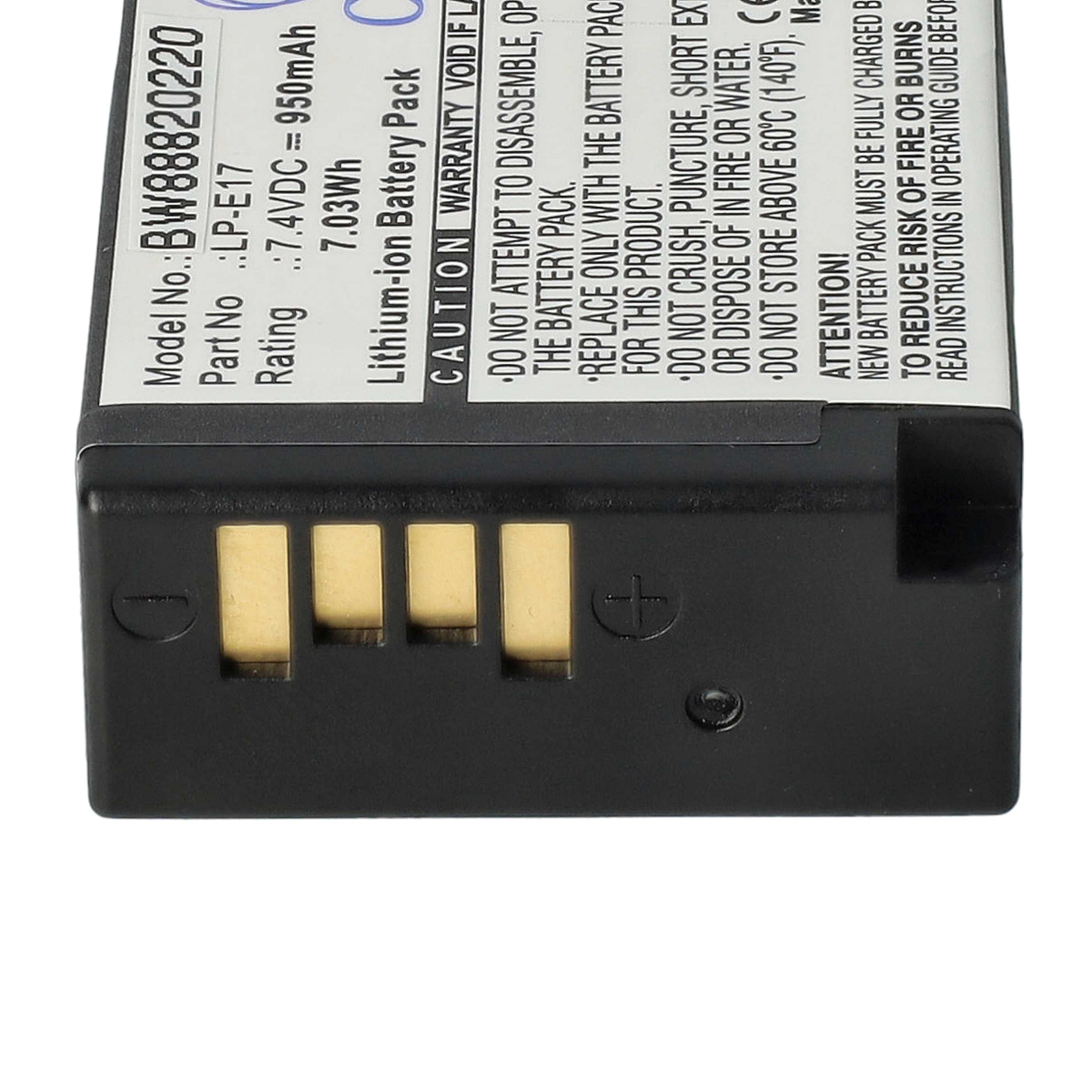 Batteria sostituisce Canon LP-E17 per fotocamera - 950mAh 7,2V Li-Ion