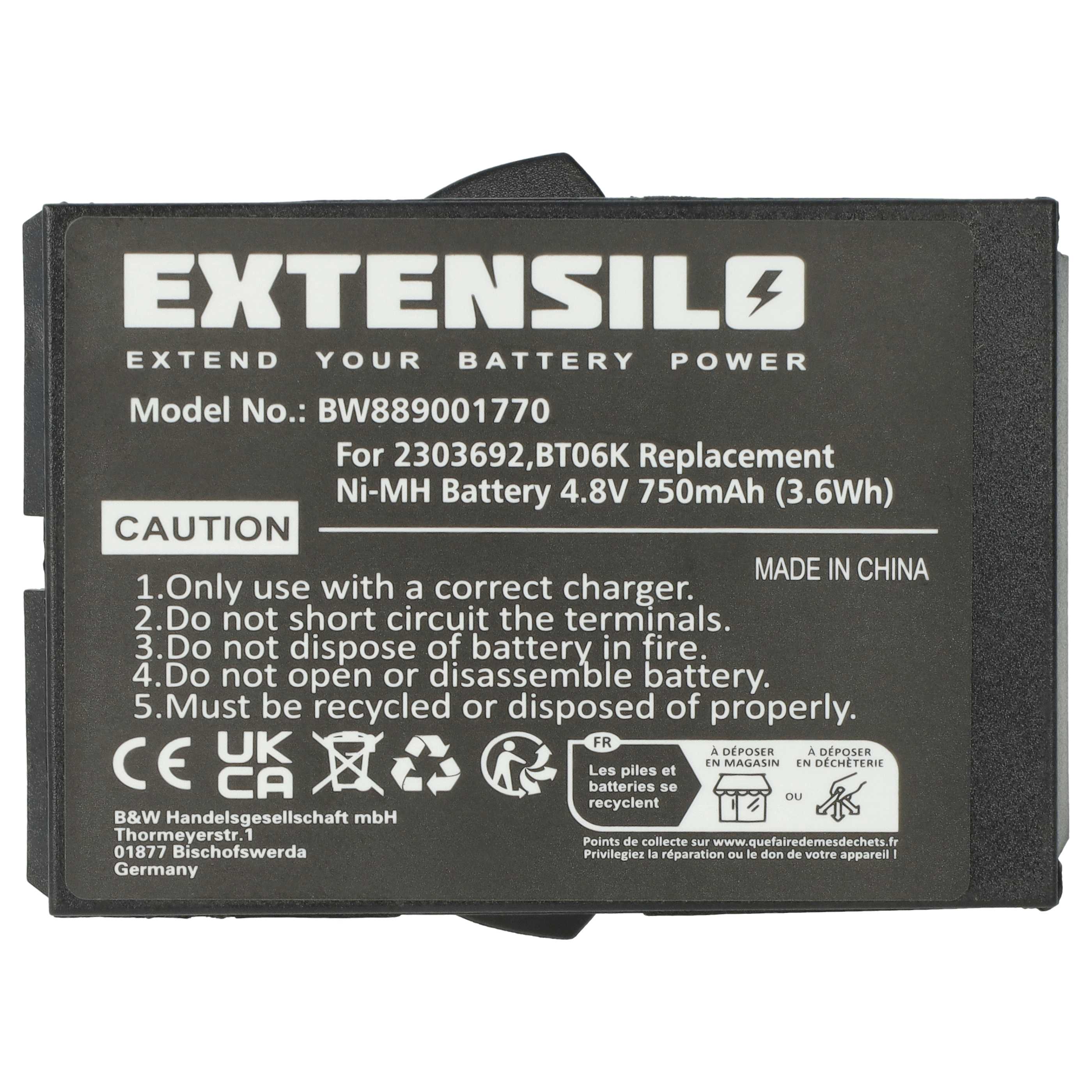 Batterie (2 pièces) remplace Danfoss BT06K, 2303692 - 750mAh 4,8V NiMH