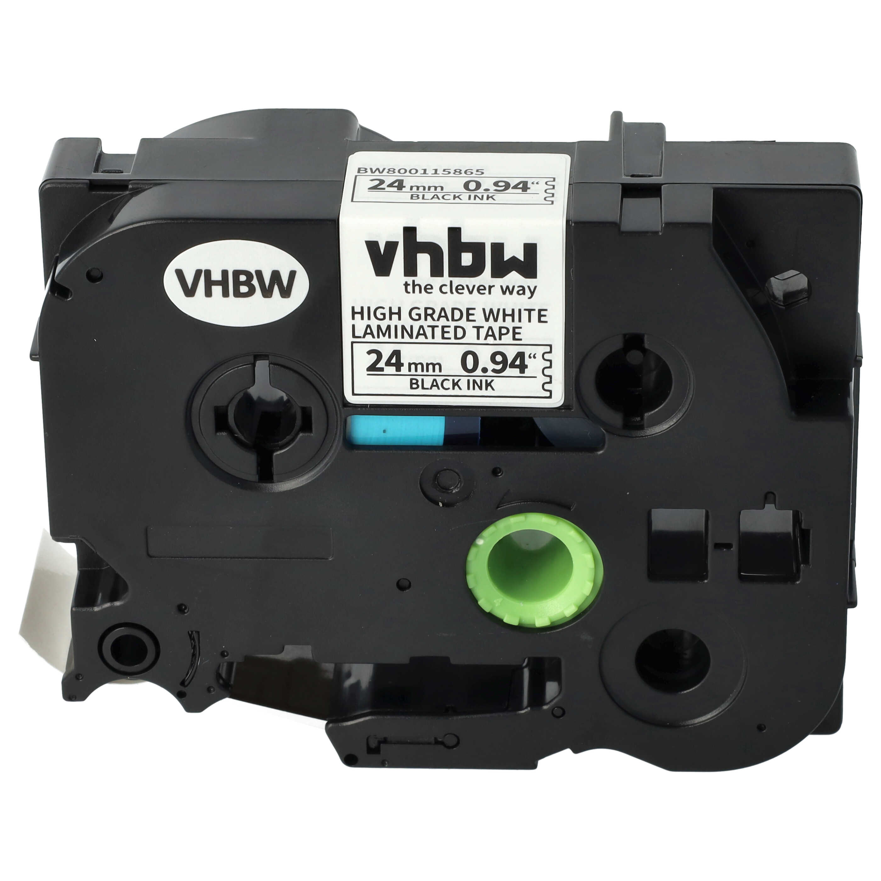 Label Tape as Replacement for Brother HGE-251 - 9 mm Black to White