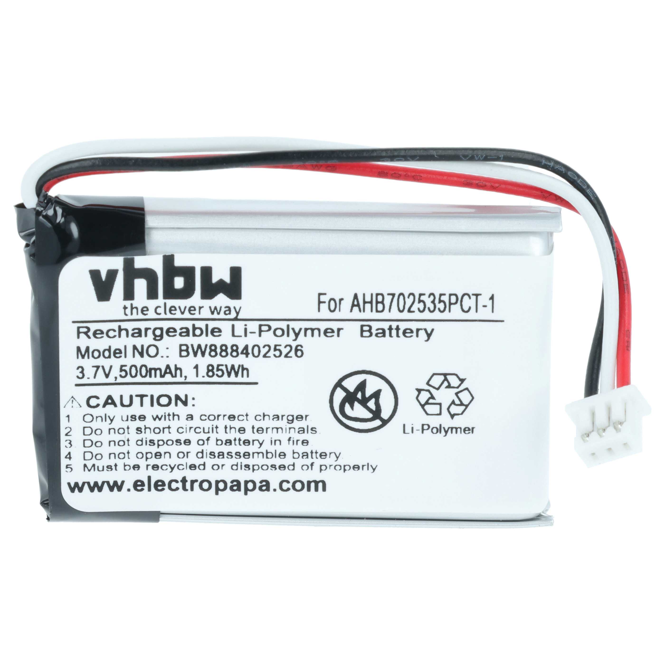 Akumulator do słuchawek bezprzewodowych zamiennik Sennheiser AHB702535PCT-01 - 500 mAh 3,7 V LiPo
