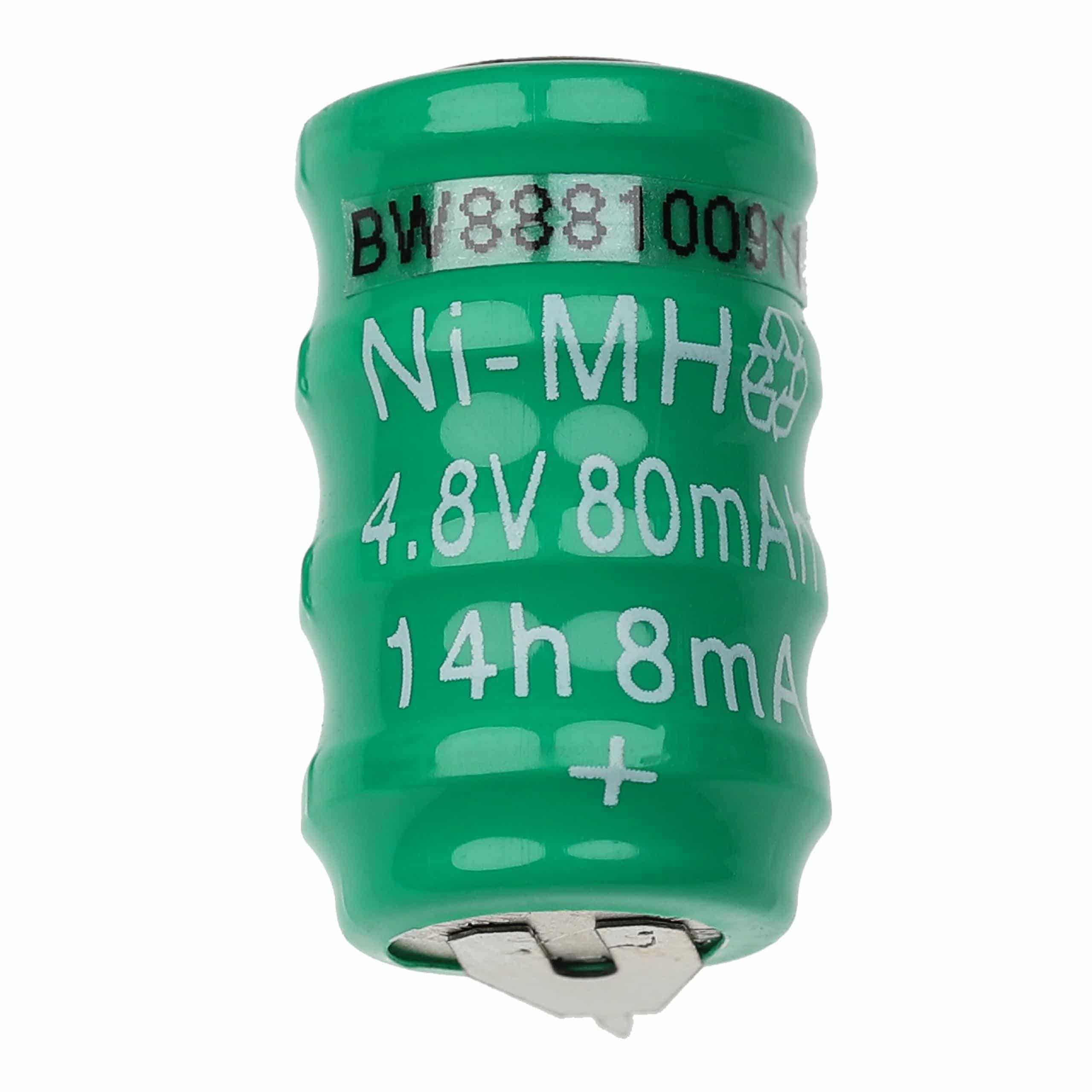 Akumulator guzikowy (4x ogniwo) typ 2 pin do modeli, lamp solarnych itp. zamiennik - 80 mAh 4,8 V NiMH
