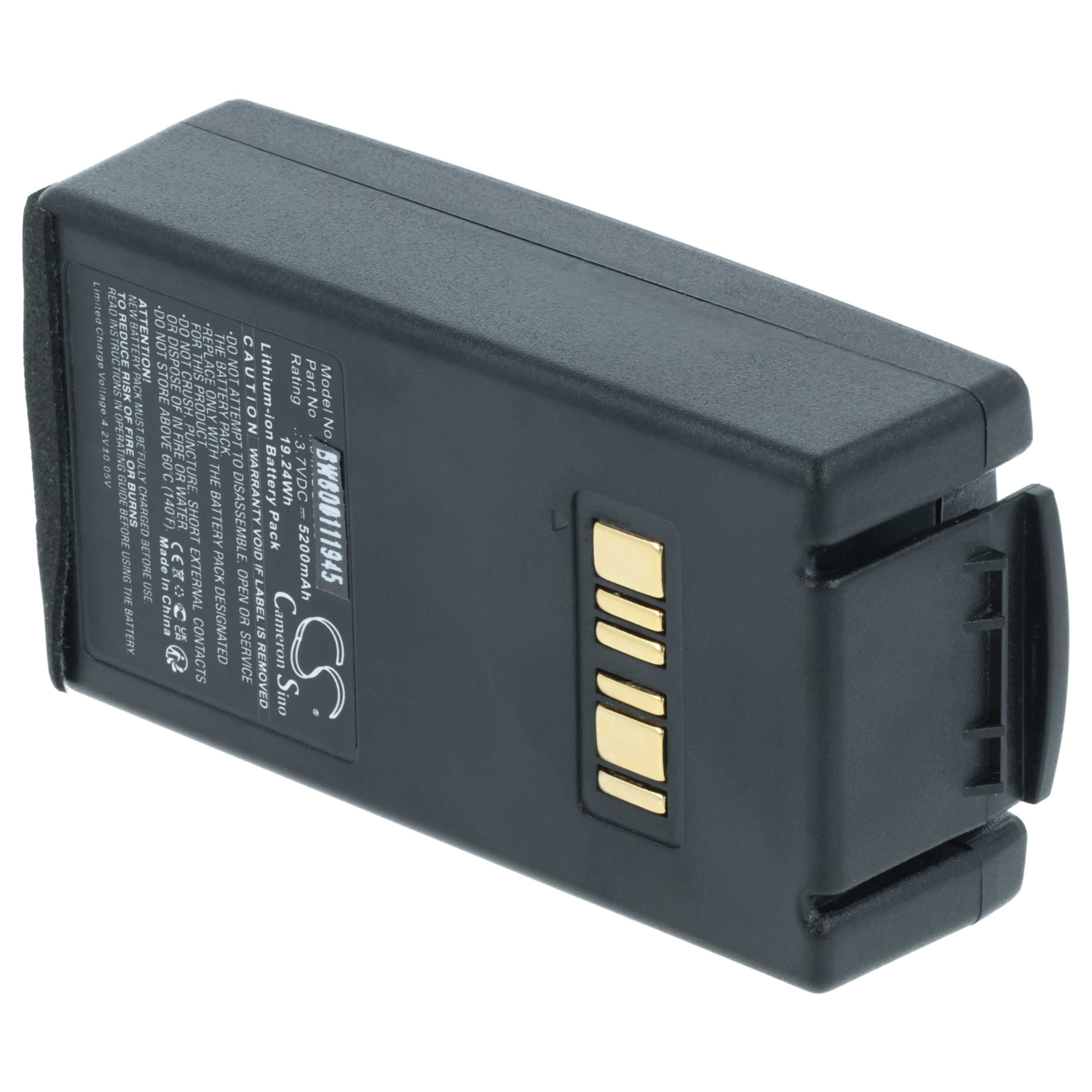 5x Akku als Ersatz für Datalogic 94ACC1386, BT-26, BT-10 für Datalogic Barcodescanner - 5200mAh 3,7V Li-Ion