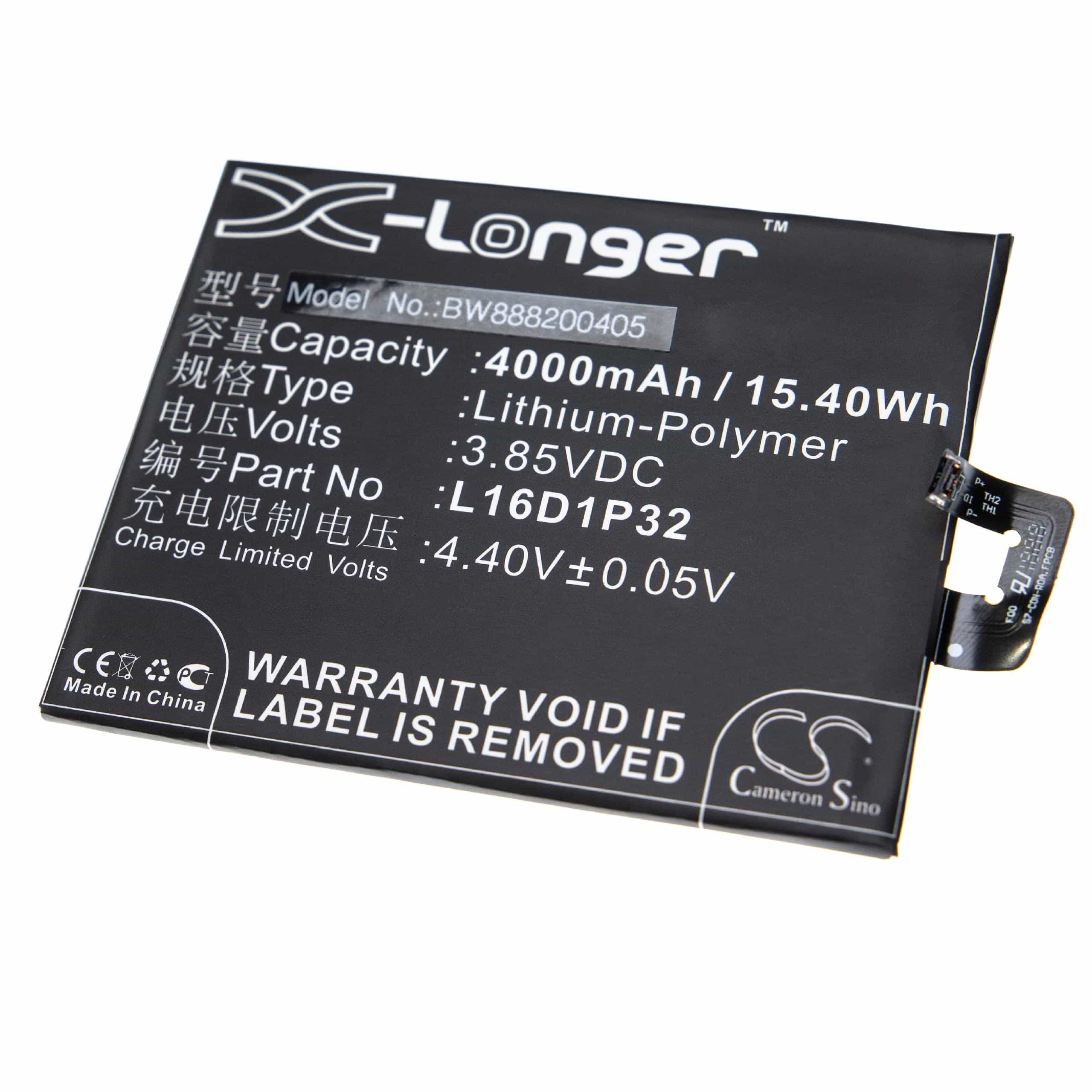 Mobile Phone Battery Replacement for Lenovo L16D1P32 - 4000mAh 3.85V Li-polymer