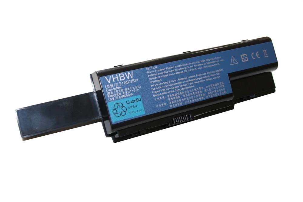 Notebook Battery Replacement for Acer 01AS-2007B, AS07B32, AK.006BT.019, AS07B41 - 8800mAh 11.1V Li-Ion, black