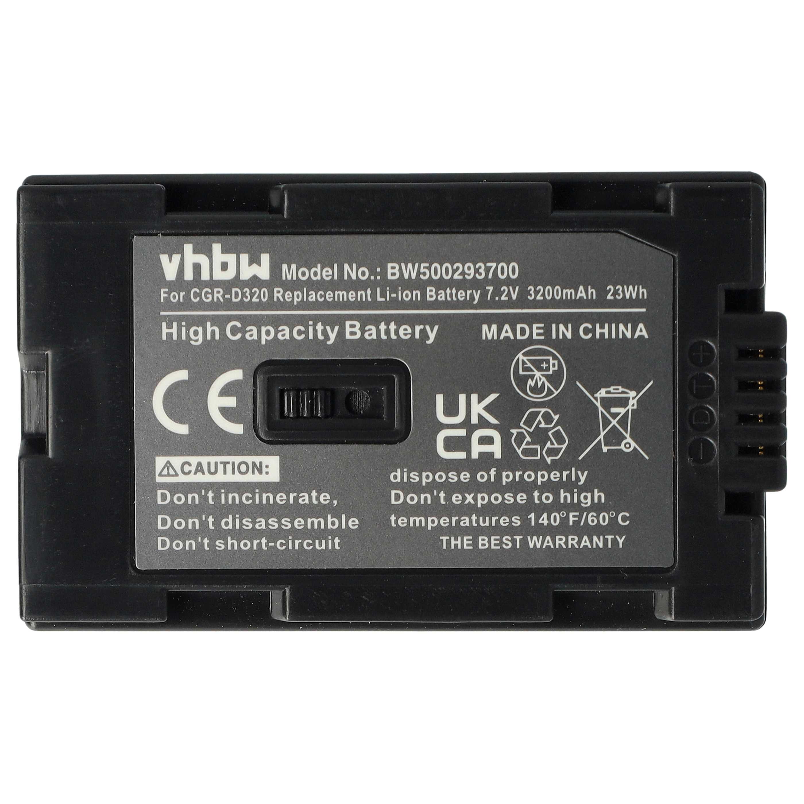 Videocamera Battery replaces Hitachi DZ-BP16, DZ-BP28 - 3200 mAh 7.2 V Li-Ion