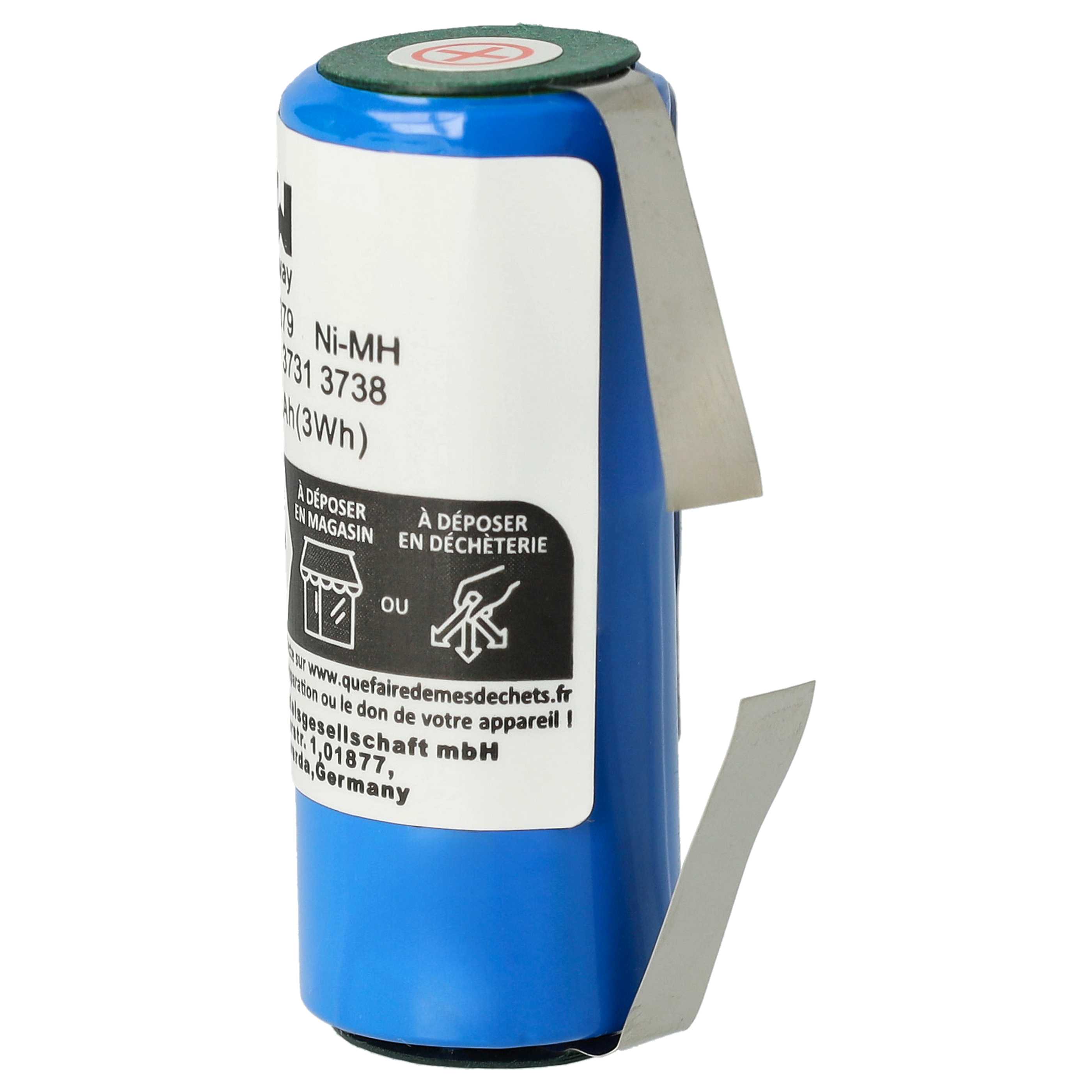 Elektrische Zahnbürste-Akku als Ersatz für Braun 3738, 3731 - 2500mAh 1,2V NiMH