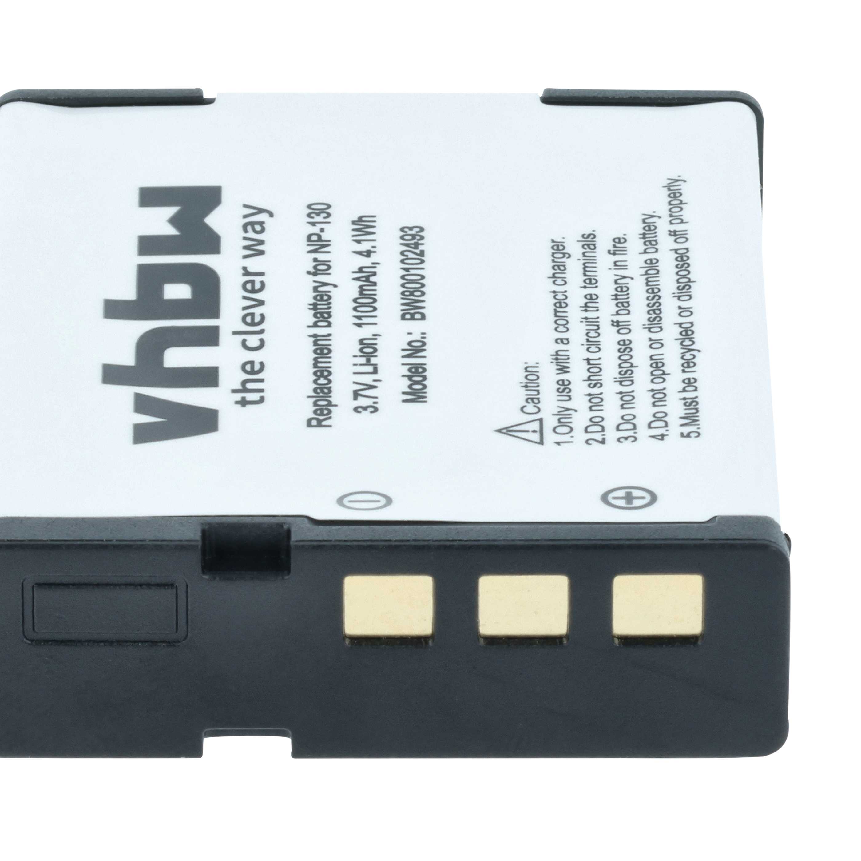 2x Battery replaces Casio NP-130, NP-130A - 1100mAh, 3.6V, Li-Ion