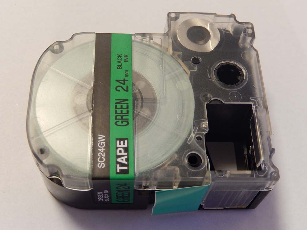 Label Tape as Replacement for Epson LC-6GBP - 24 mm Black to Green
