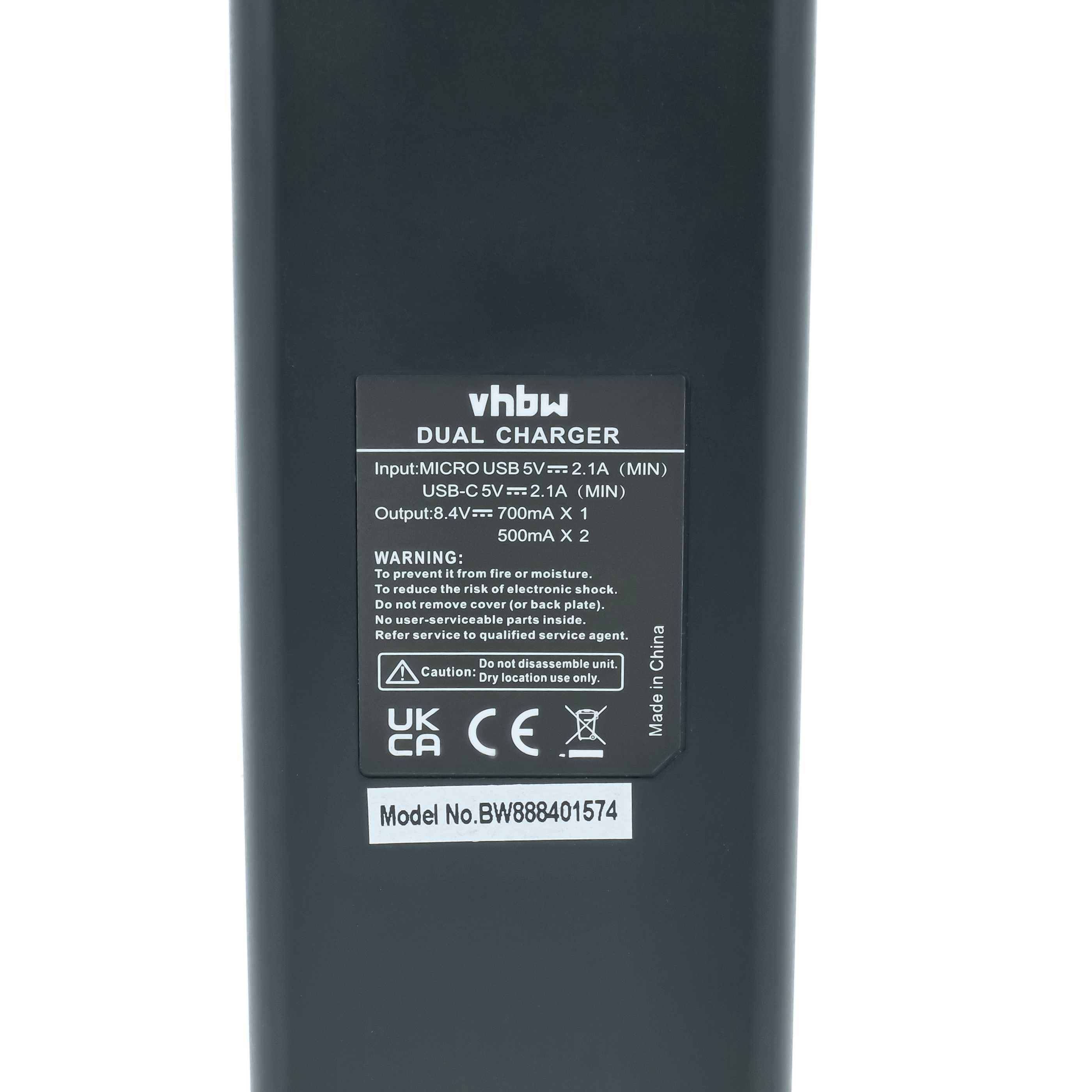 Battery Charger replaces Sony BC-VM10 for Digital Camera etc. - 1x 0.7 / 2x 0.5 A