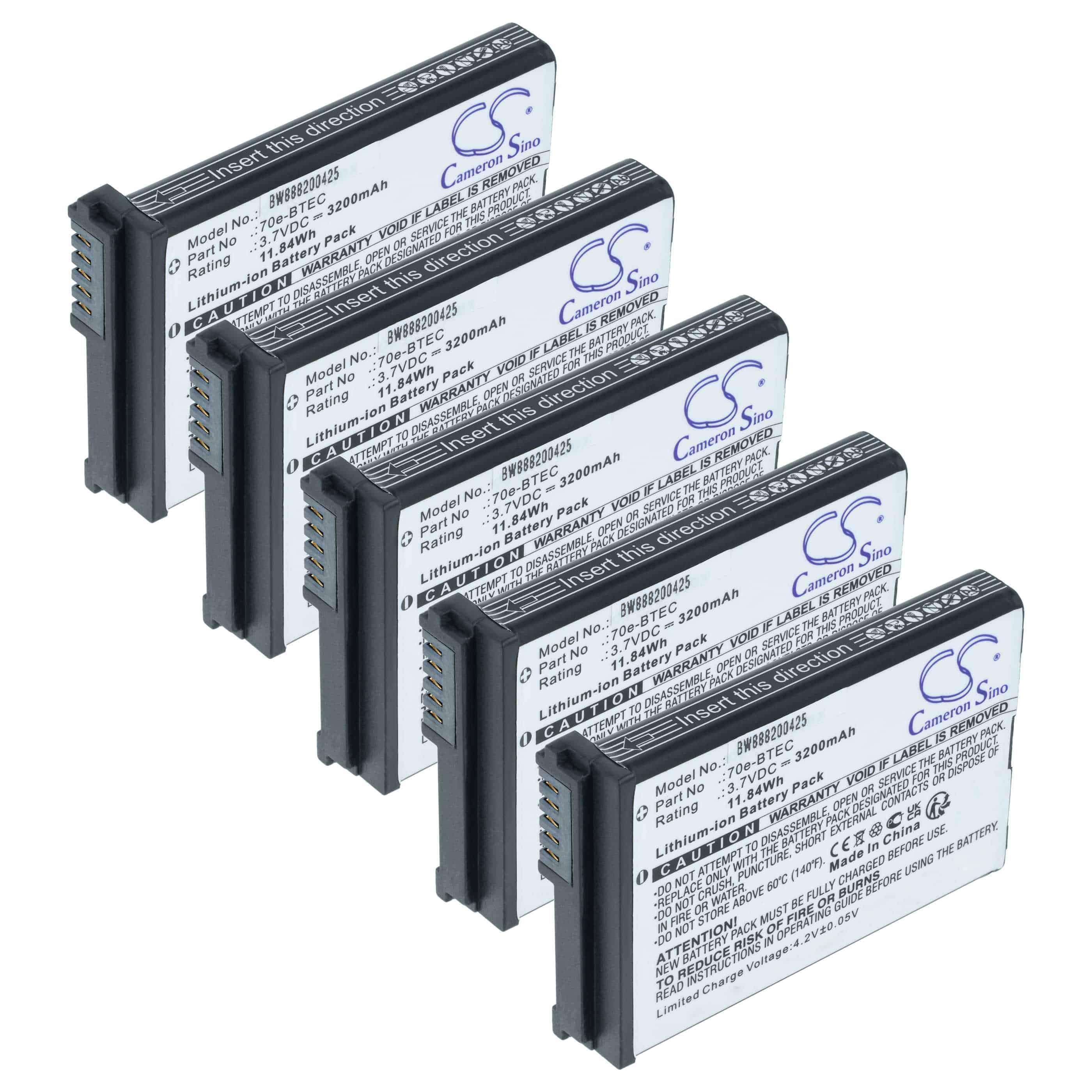 Handheld Computer 5x Battery replaces Honeywell 60S-BATT-1, 70e-BTEC, BAT-EXTENDED-01 - 3200mAh, 3.7V
