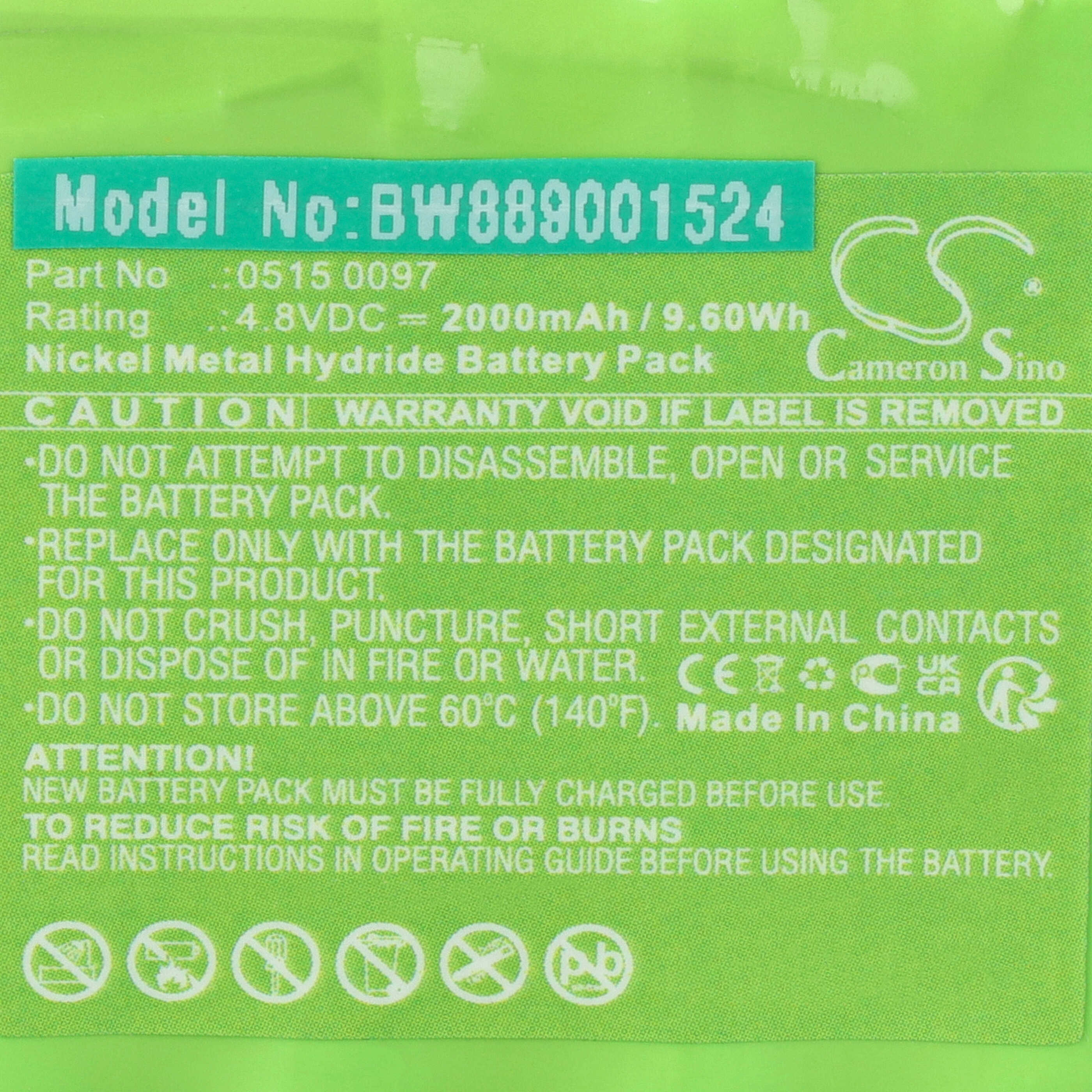 Gaswarngerät-Akku als Ersatz für Testo 0515 0097 - 2000mAh 4,8V NiMH