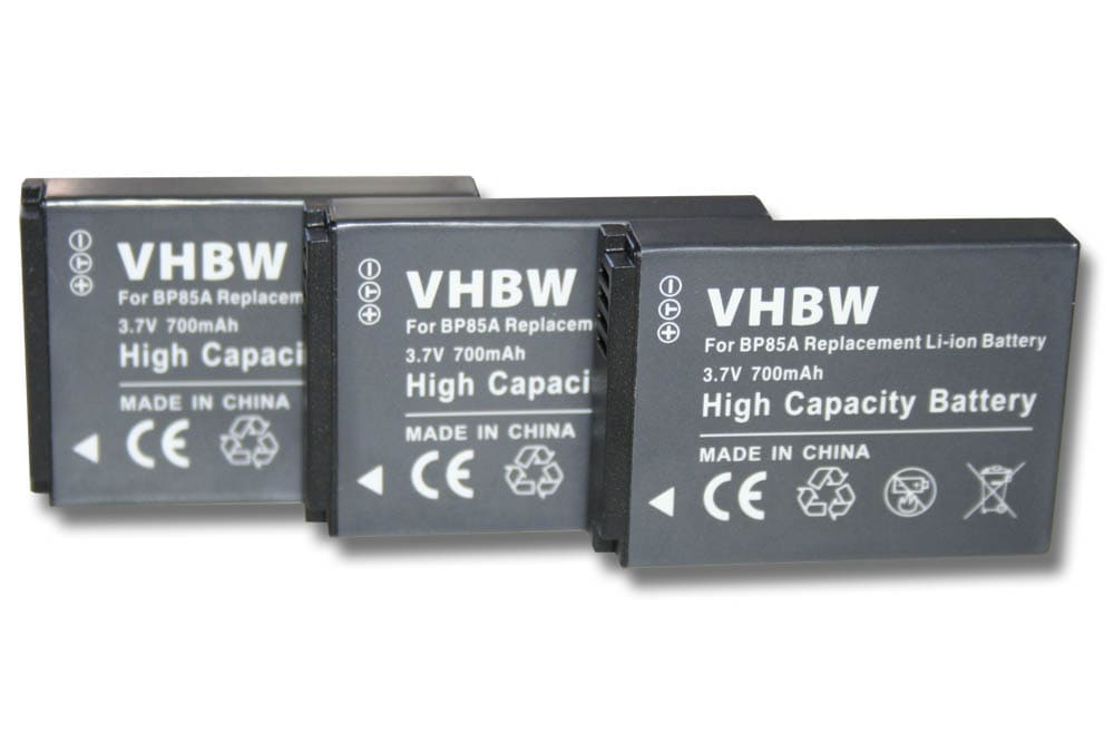 3x Battery replaces Samsung BP85a, EA-BP85a, IA-BP85a, BP-85a - 700mAh, 3.7V, Li-Ion