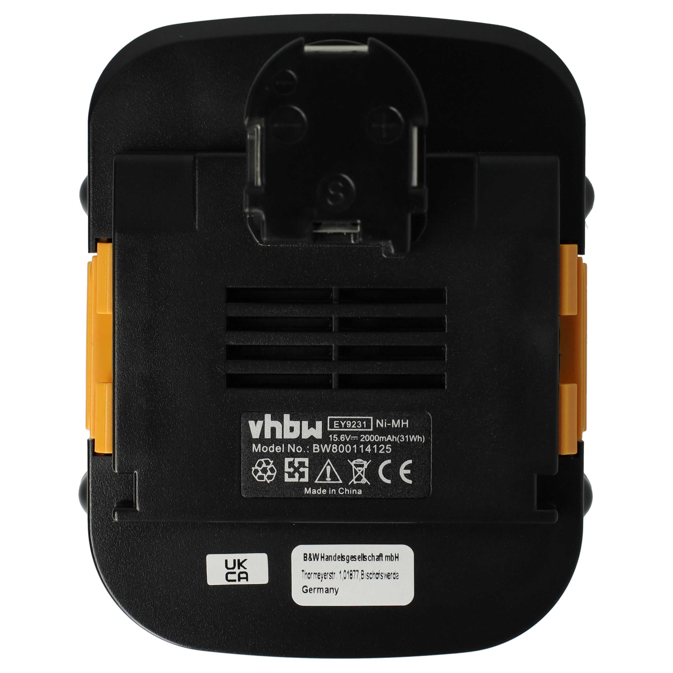 Battery replaces Panasonic EY9219, EY9137, EY9136B, EY9136 Electric Power Tool - 2000 mAh, 15.6 V, NiMH