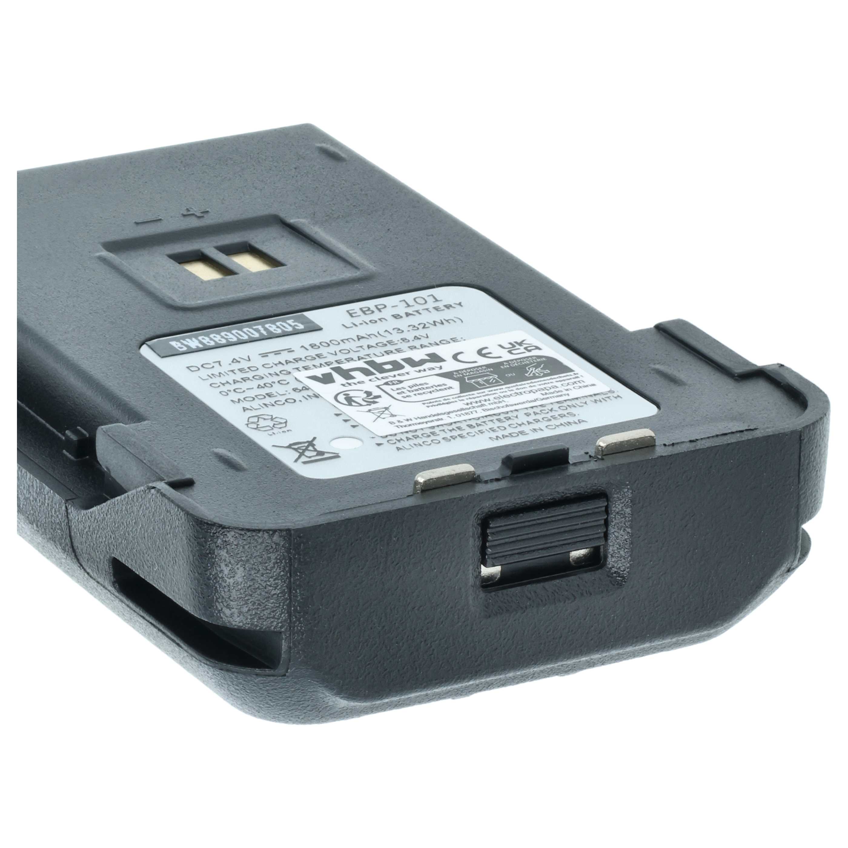 Radio Battery replaces Alinco EBP-101 - 1800 mAh 7.4 V Li-Ion