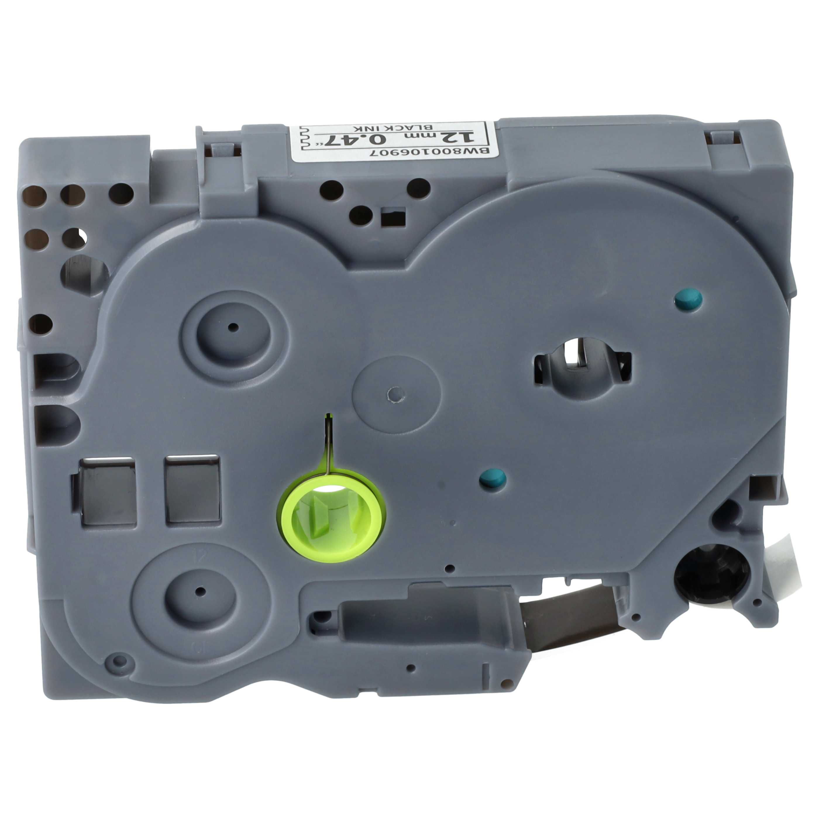 5x Label Tape replaces Brother TZE-SE3, TZ-SE3 - 12 mm Black to White