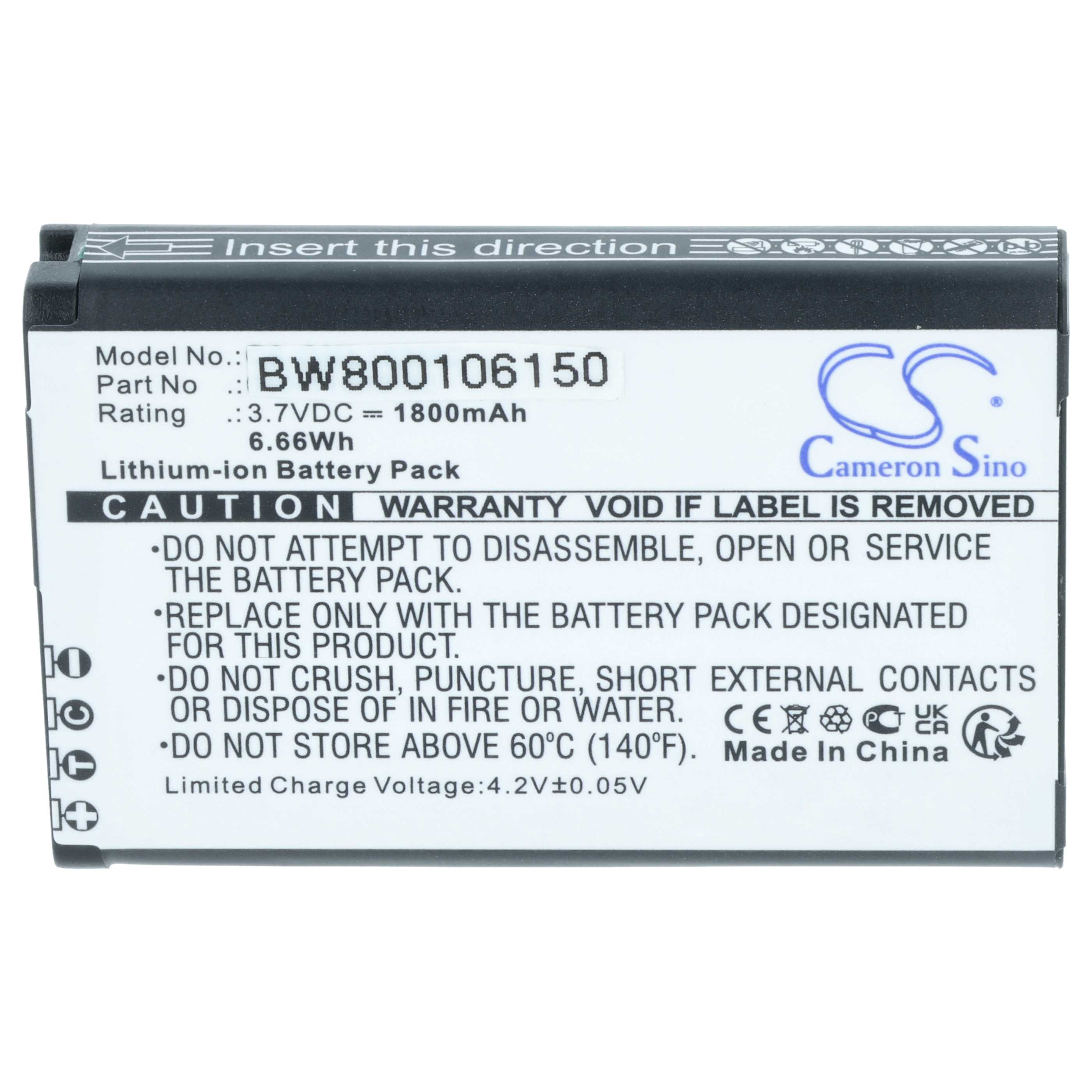 Batería reemplaza Garmin 010-11654-03, 010-11599-00 para videocámara - 1800 mAh 3,7 V Li-Ion