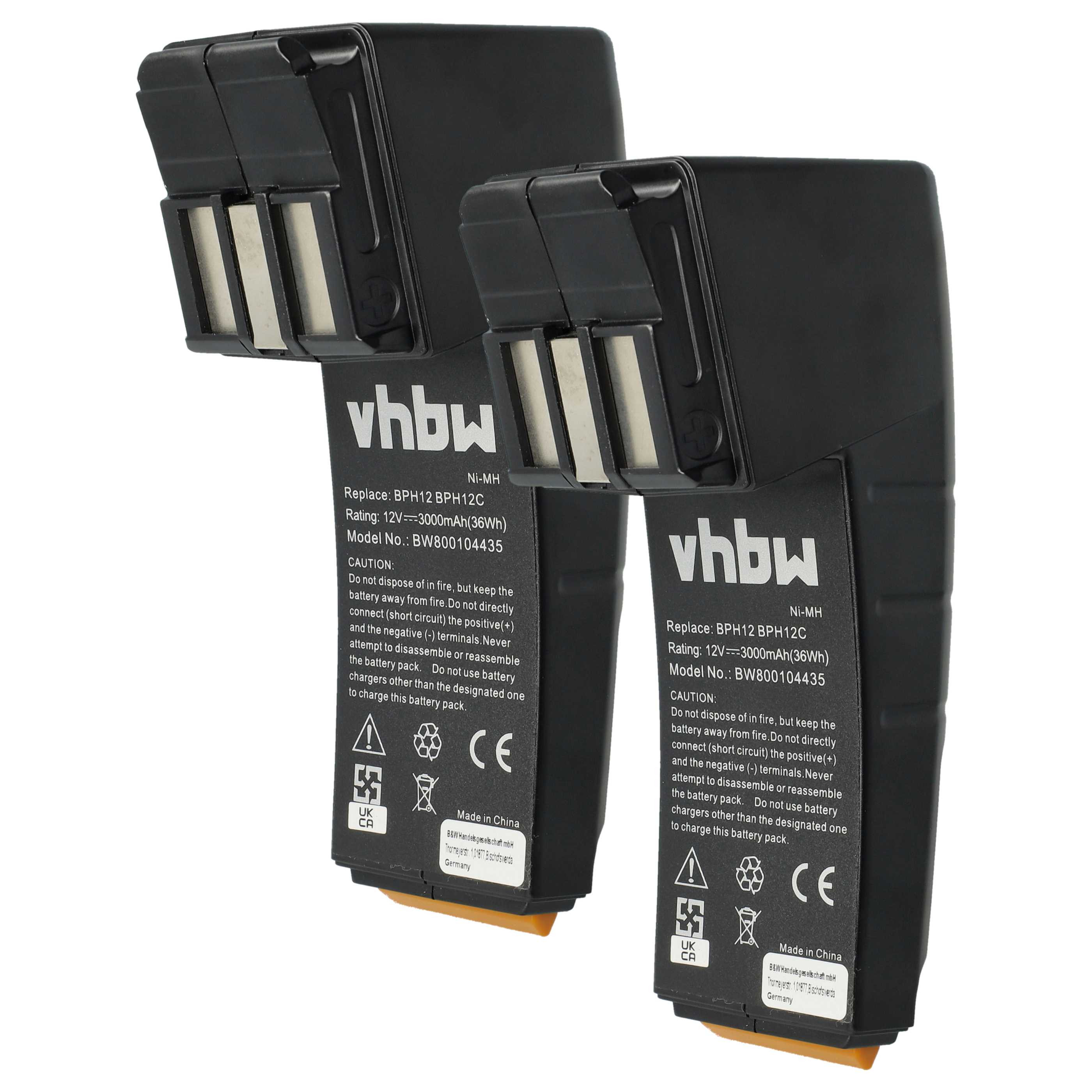2x Battery replaces Festo Festool 487512, 486831, 488438, 487701 Electric Power Tool - 3000 mAh, 12 V, NiMH