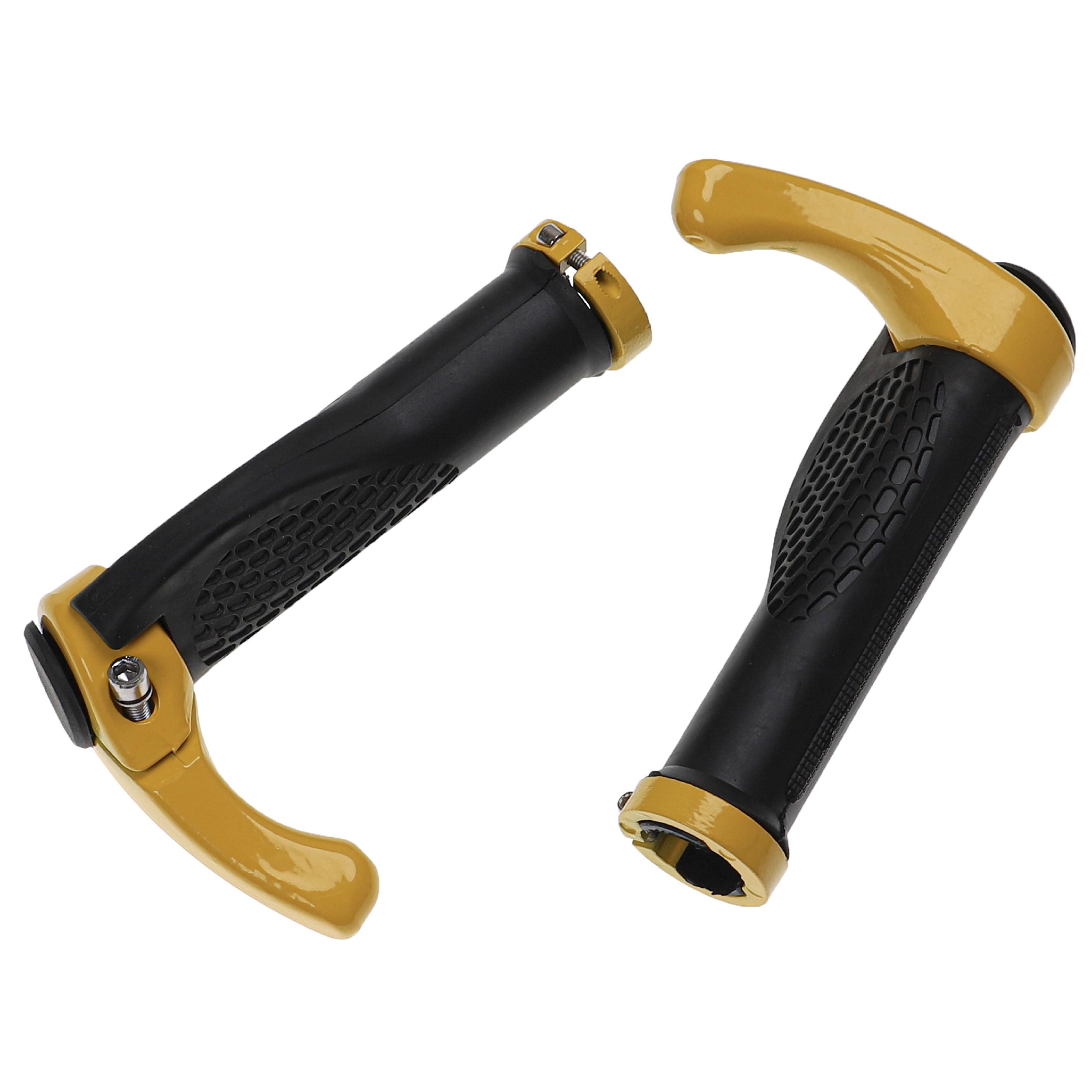 2x Handlebar Grips suitable for Bicycle, Mountain Bike - Hand Grips with Bar Ends, Ergonomic, Yellow Black
