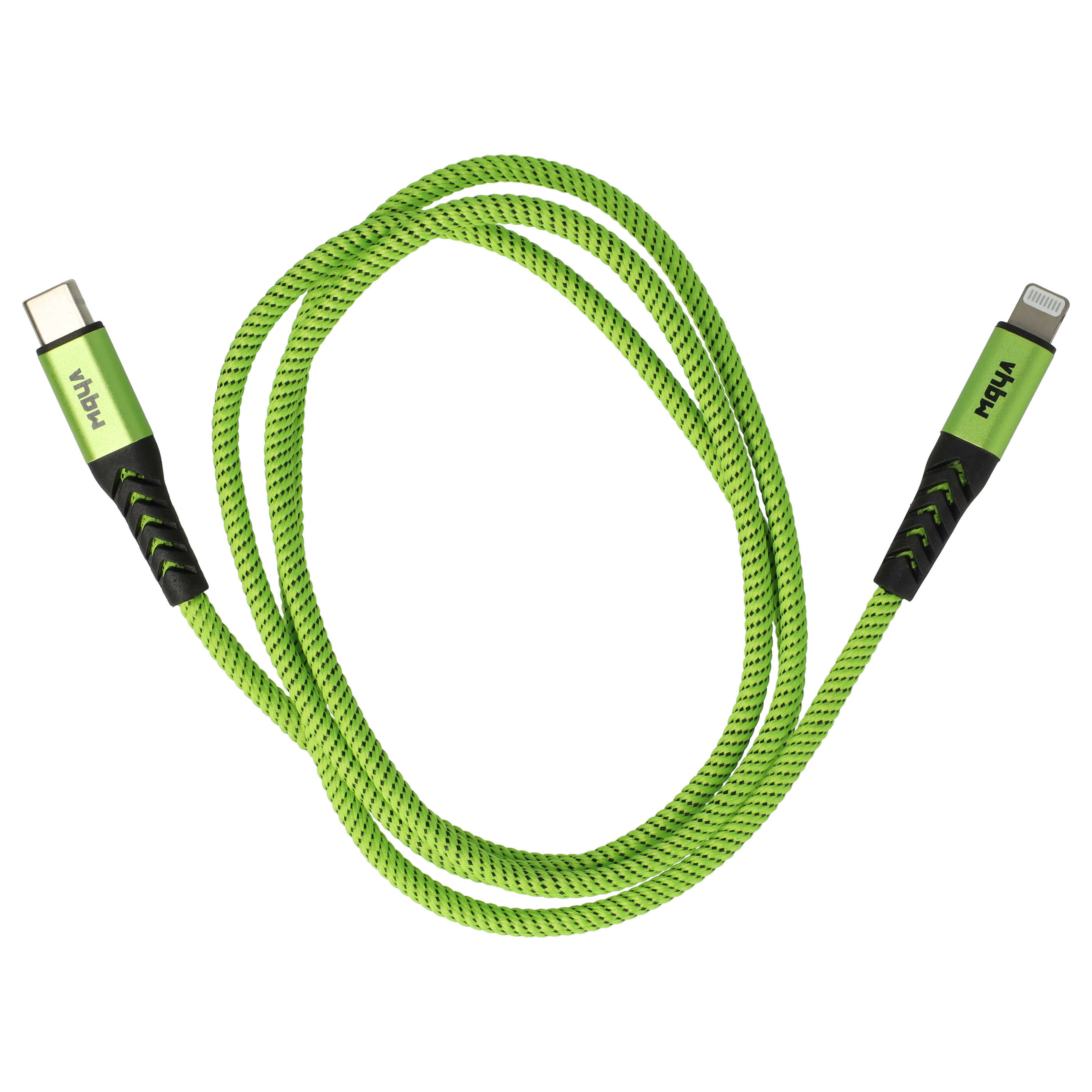Kabel Lightning USB C, Thunderbolt 3 do urządzeń iOS Retina, 12" 2015-2017 - czarny / zielony, 100 cm 