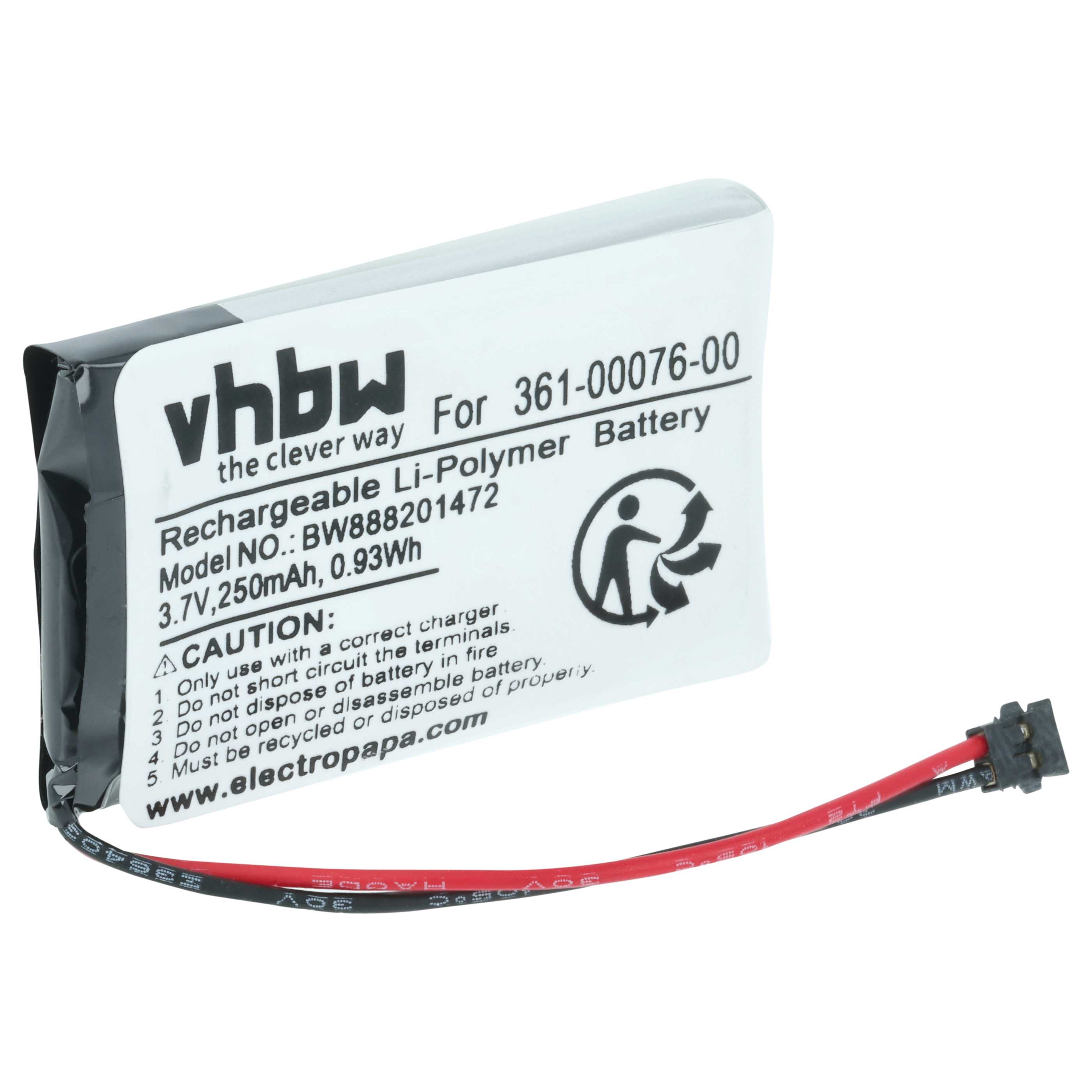 Smartwatch Battery replaces Garmin 361-00076-00 - 250 mAh 3.7 V Li-polymer