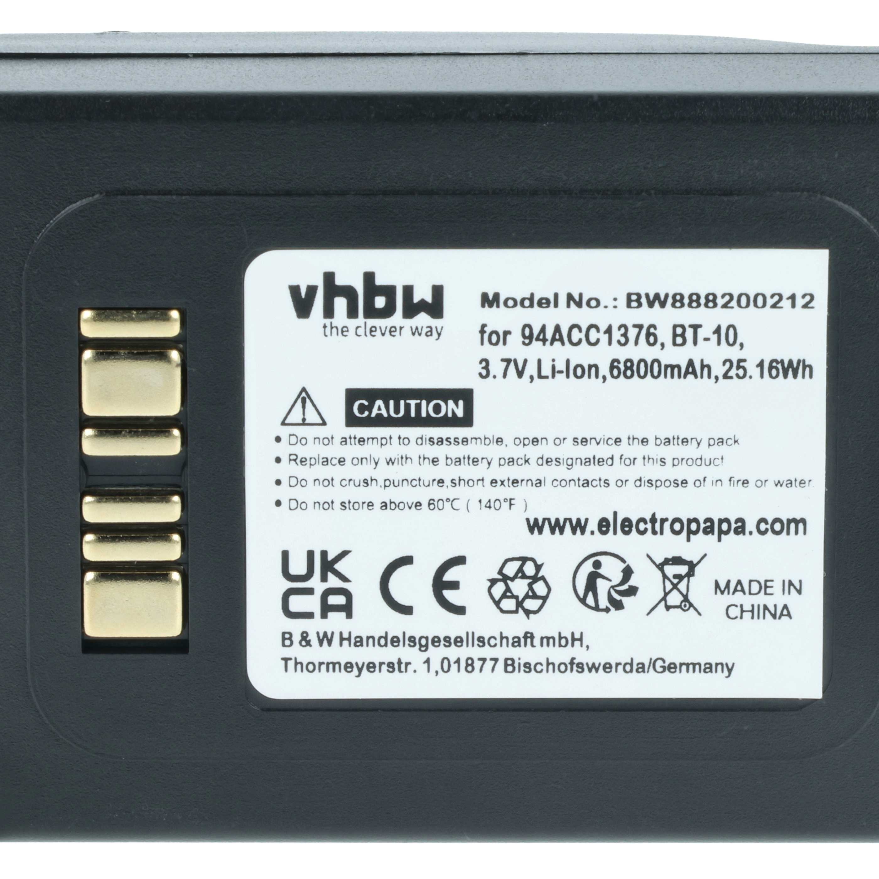 Akku als Ersatz für Datalogic 94ACC0112, 94ACC1376 für Datalogic Barcodescanner - 6800mAh 3,7V Li-Ion