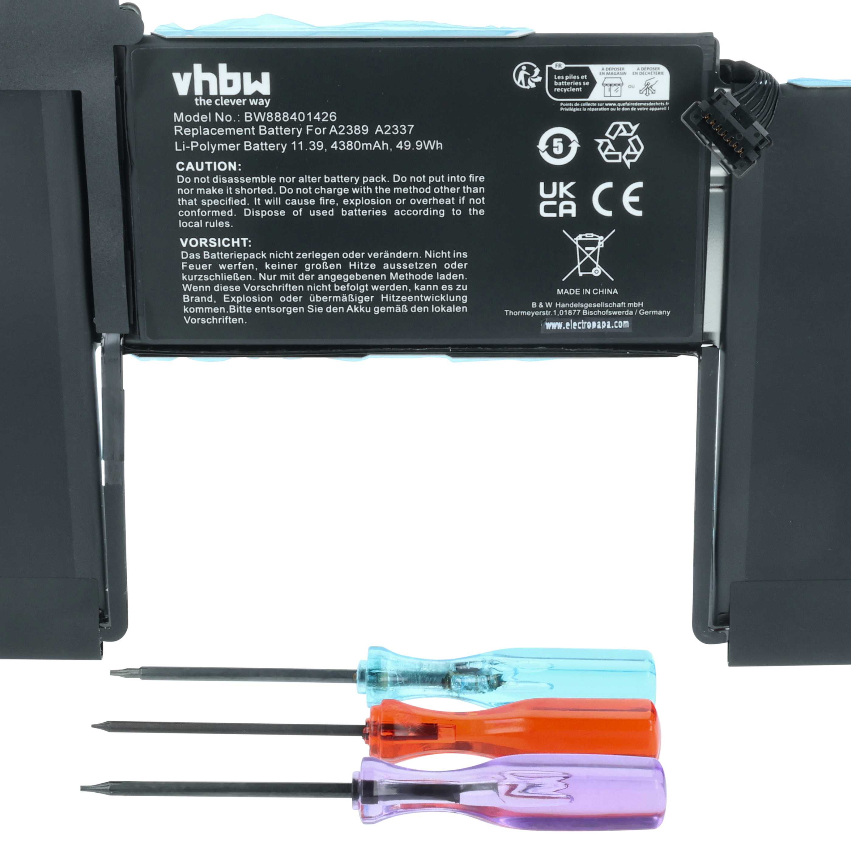 Batteria sostituisce Apple A2337, 616-00535, A1965, 080-333-4000 per notebook - 4300mAh 11,4V Li-Poly
