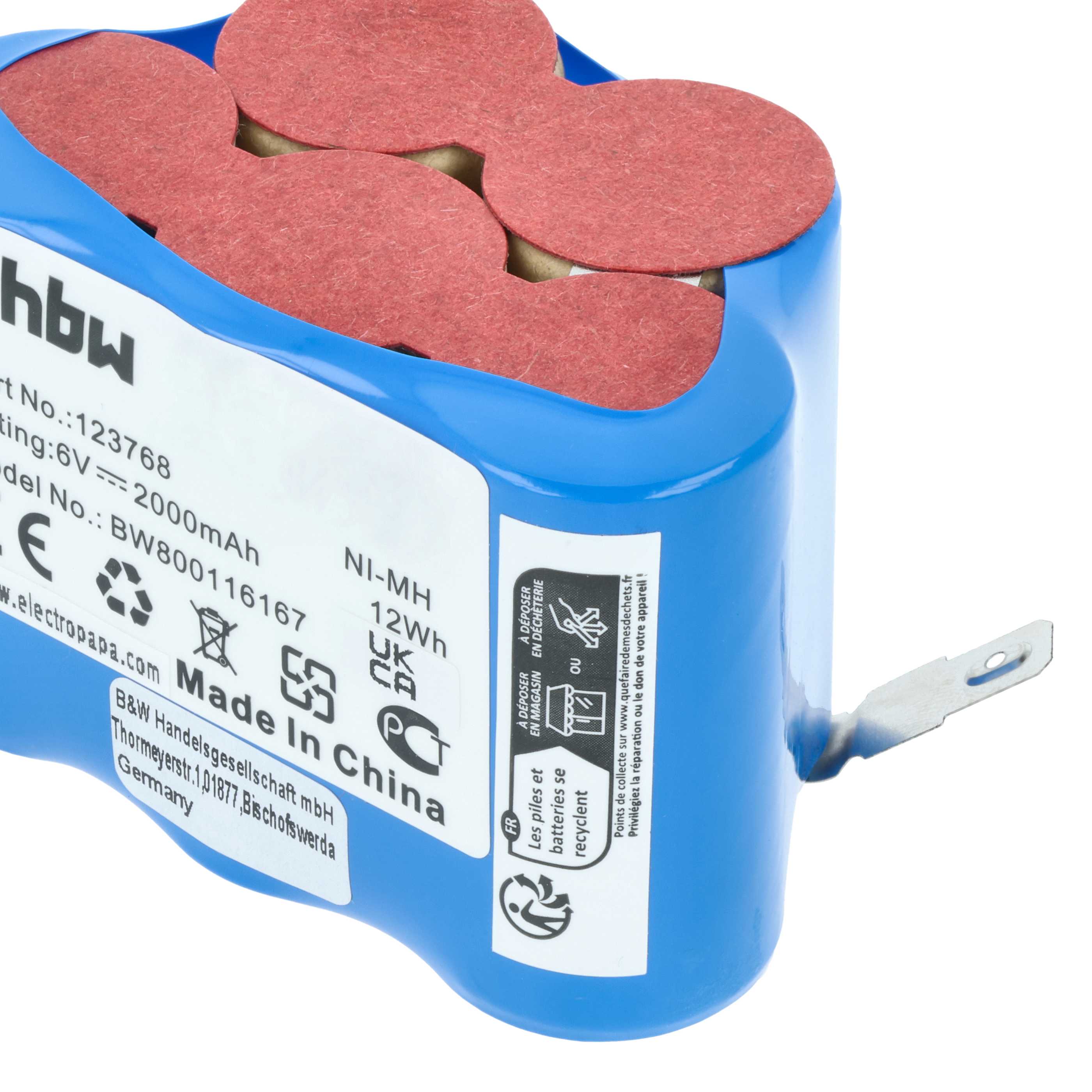 Batería (pack) reemplaza 93230 5, VYRR, VYRR6, 123768 para ciclomotores (2 Ah, 6 V, NiMH)