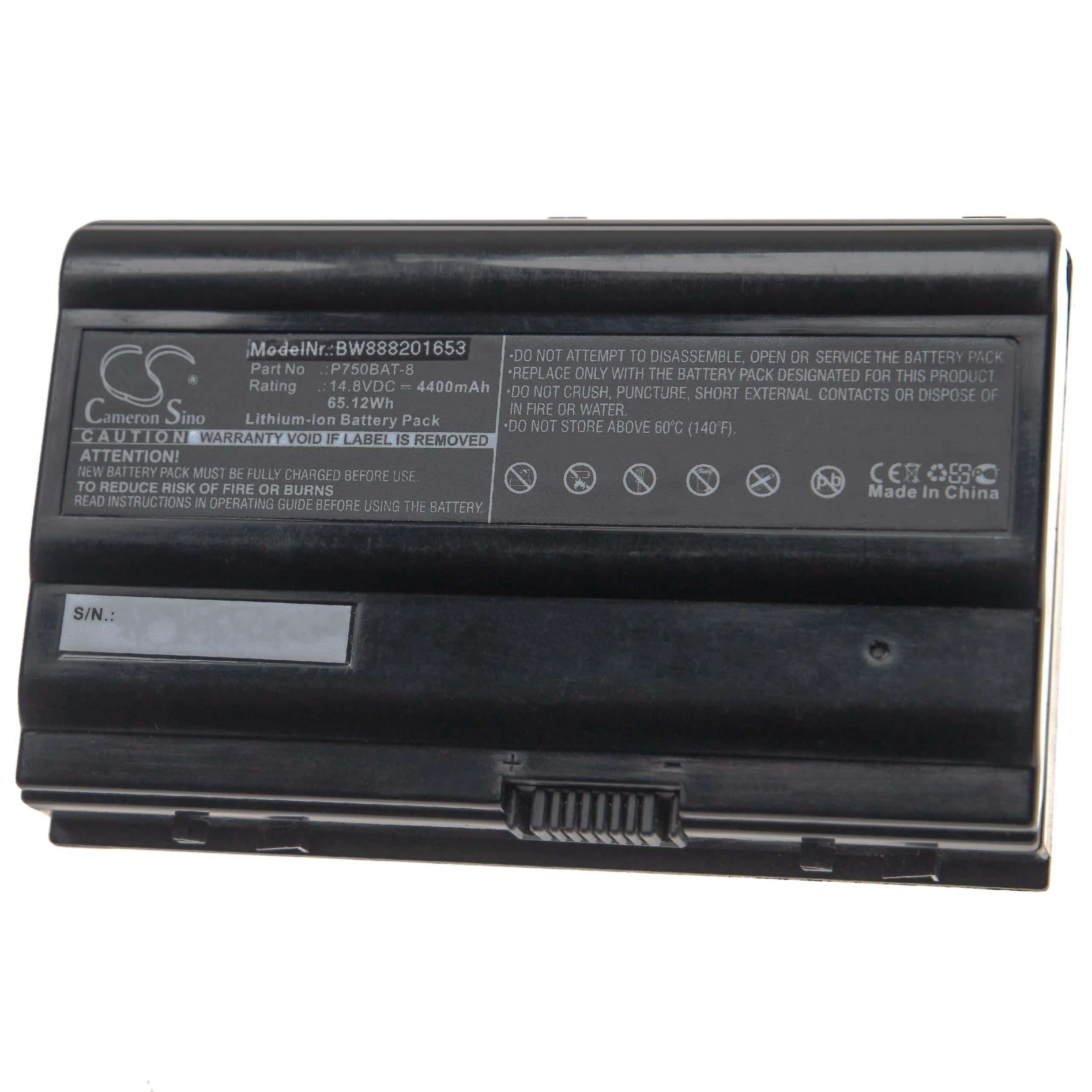 Batterie remplace 6-87-P750S-4272, 4ICR18/65-2 pour ordinateur portable - 4400mAh 14,8V Li-ion, noir