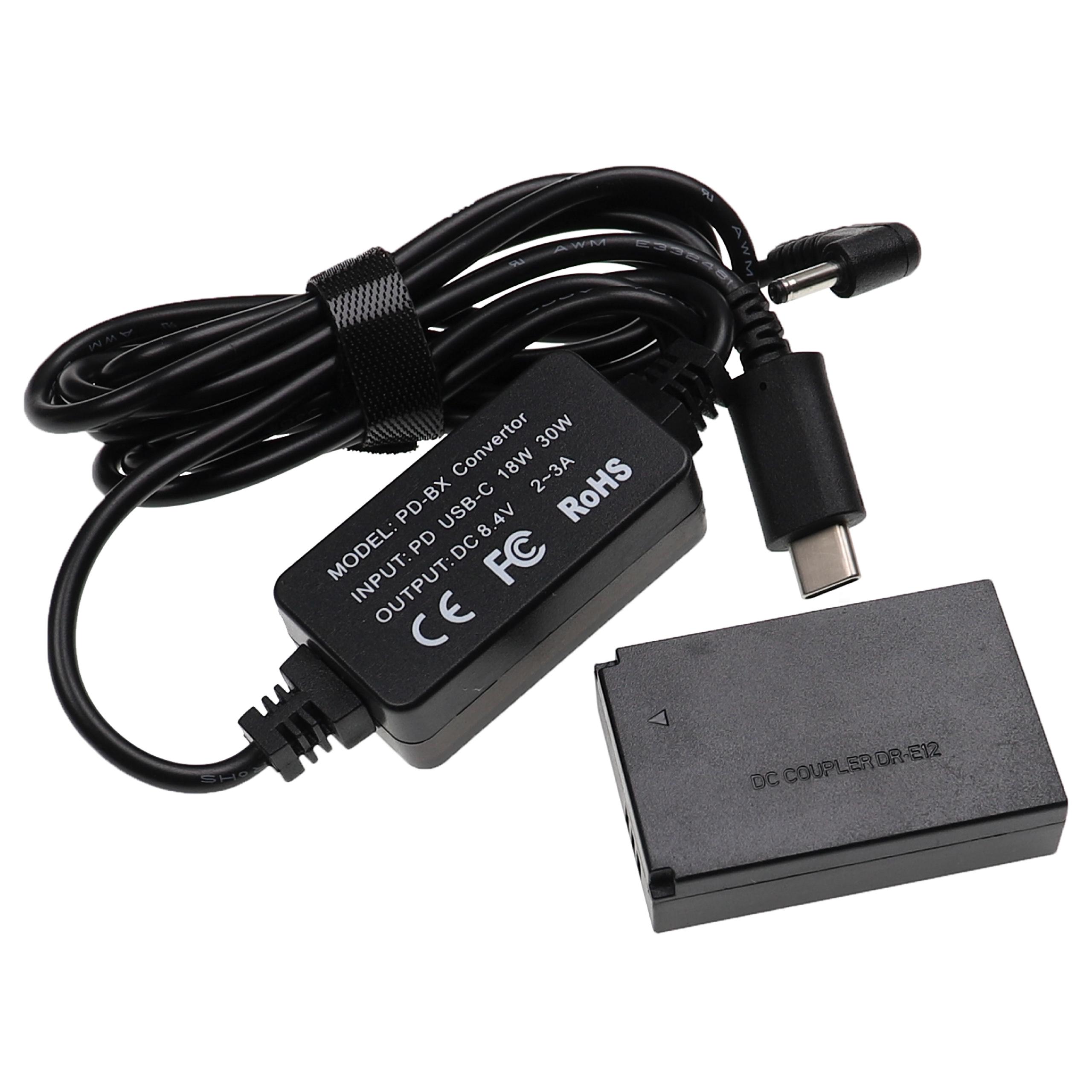 USB Power Supply replaces ACK-E12 for Camera + DC Coupler as Canon DR-E12 - 2 m, 8.4 V 3.0 A