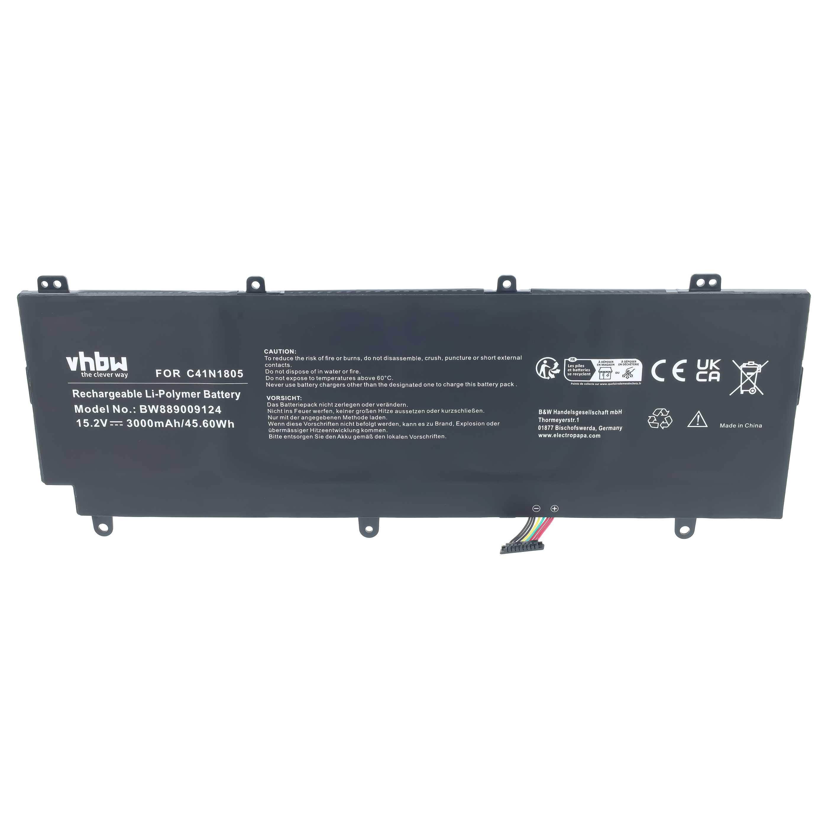 Akku für Laptop wie Asus Rog Zephyrus GX531u.a., ersetzt C41N1805, Li-Polymer, 15.2 V, 3000 mAh