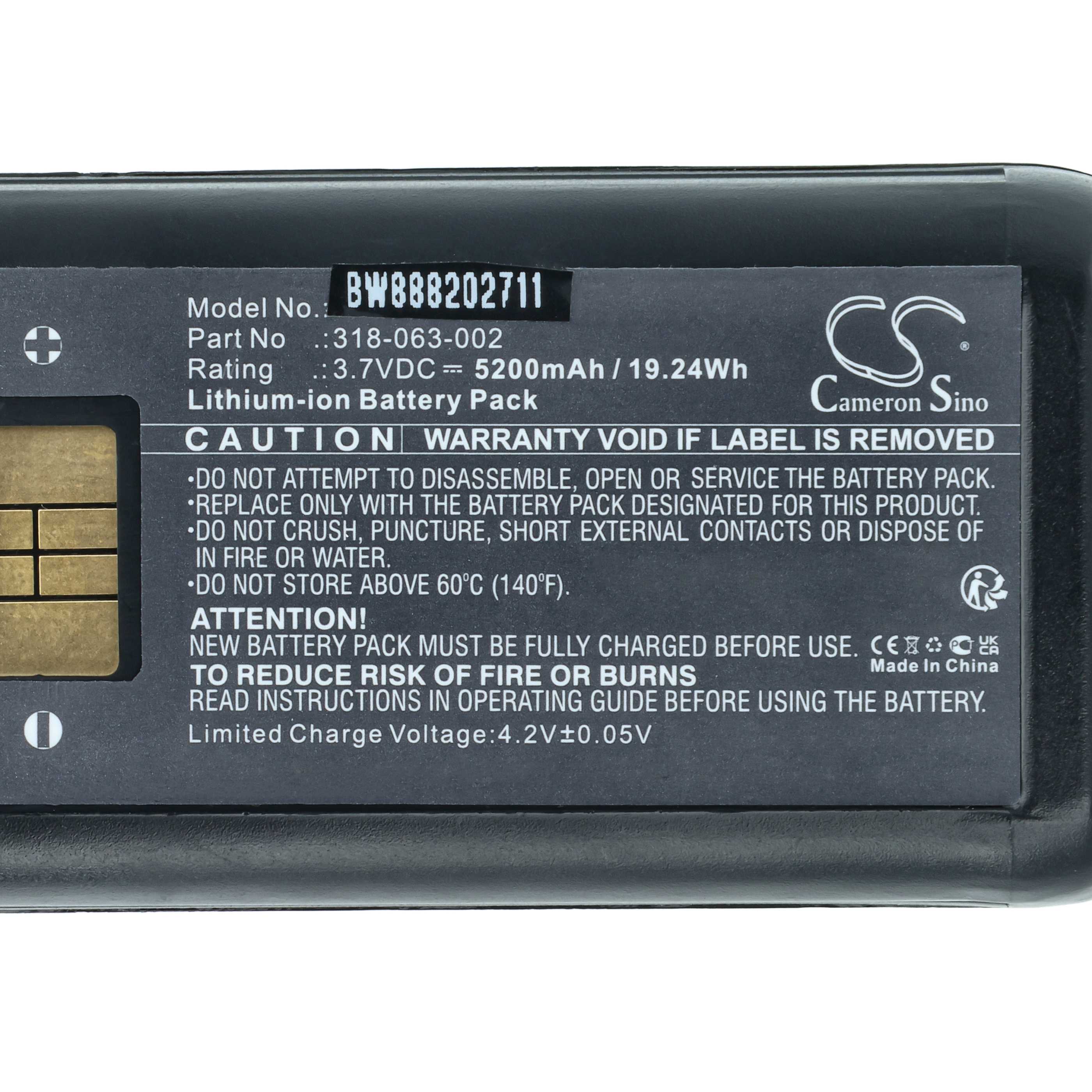 Handheld Computer 5x Battery replaces Honeywell 318-034-001, 318-034-013, 318-034-003 - 5200mAh, 3.7V