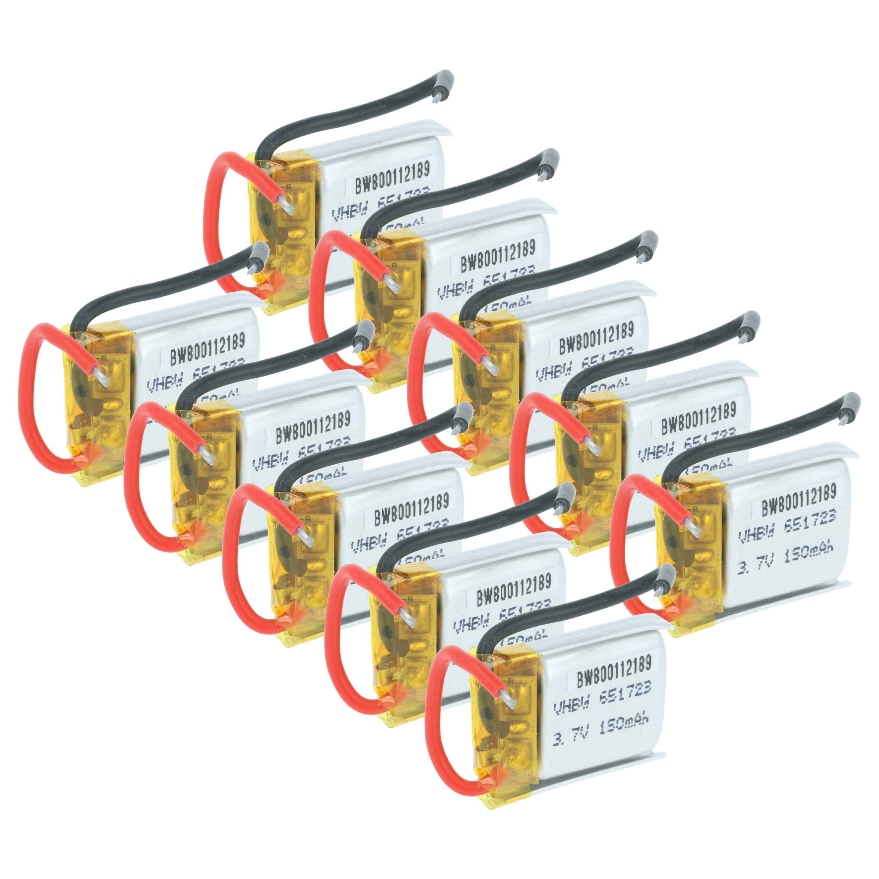 Model Making Device 10x Battery replaces JJRC 651723 - 150 mAh 3.7 V Li-polymer, 2 Pin Walkera