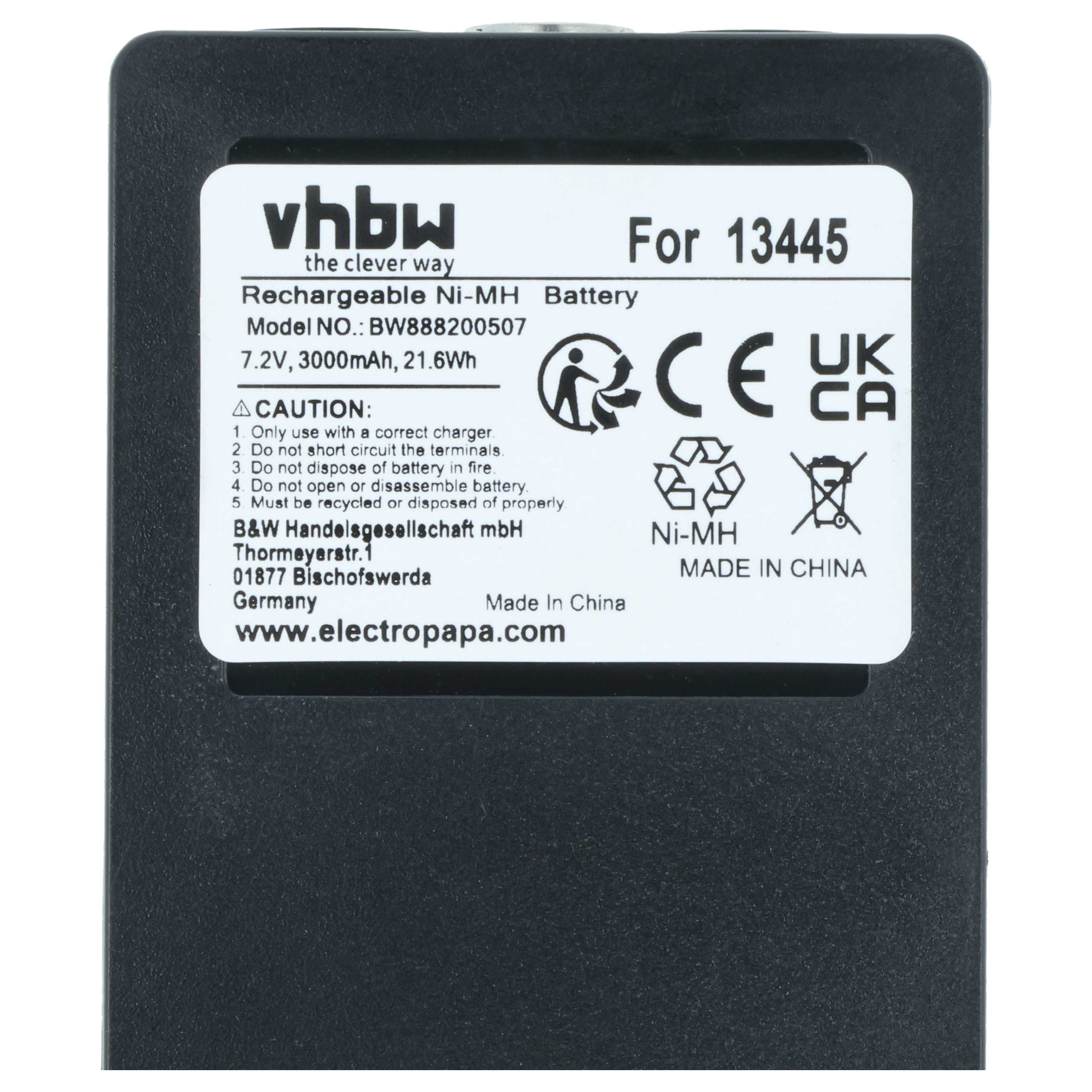 Batería reemplaza Palfinger Scanreco 17162, 1026, 708031757, 16131, 13445 sistema control - 3000mAh 7,2V NiMH