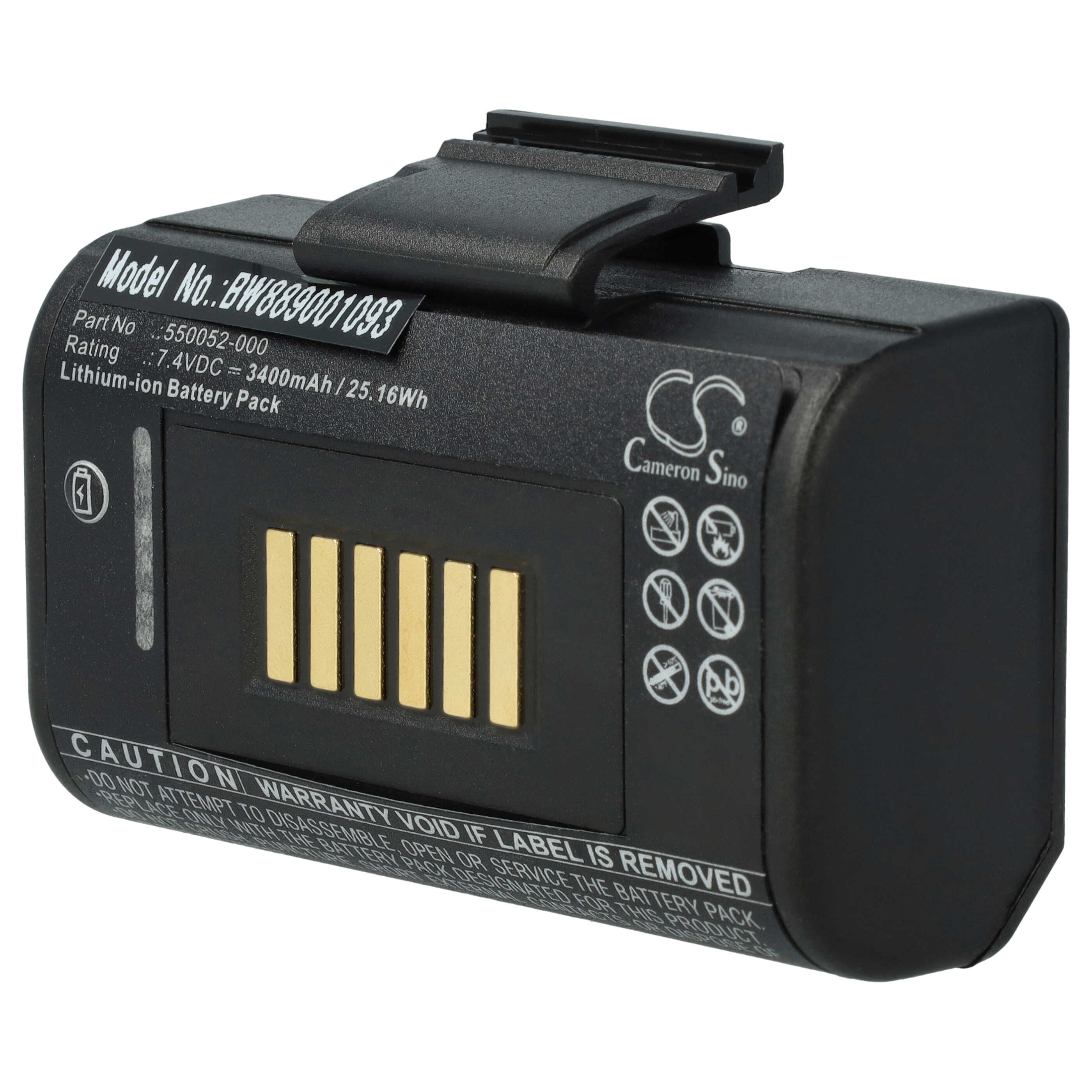 Batterie remplace Datamax 550052-000 pour imprimante - 3400mAh 7,4V Li-ion