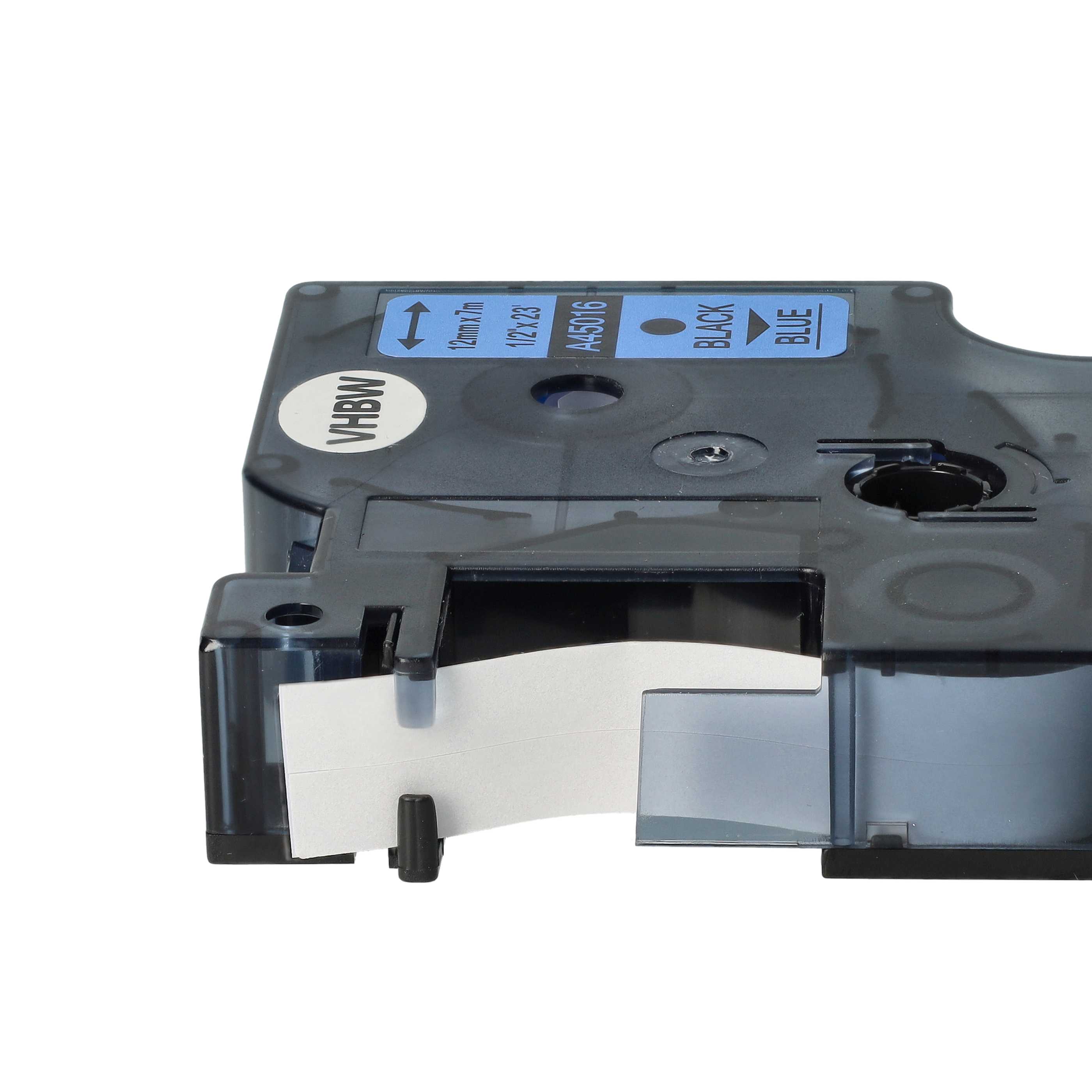 Label Tape replaces Dymo D1, 45016 - 12 mm Black to Blue