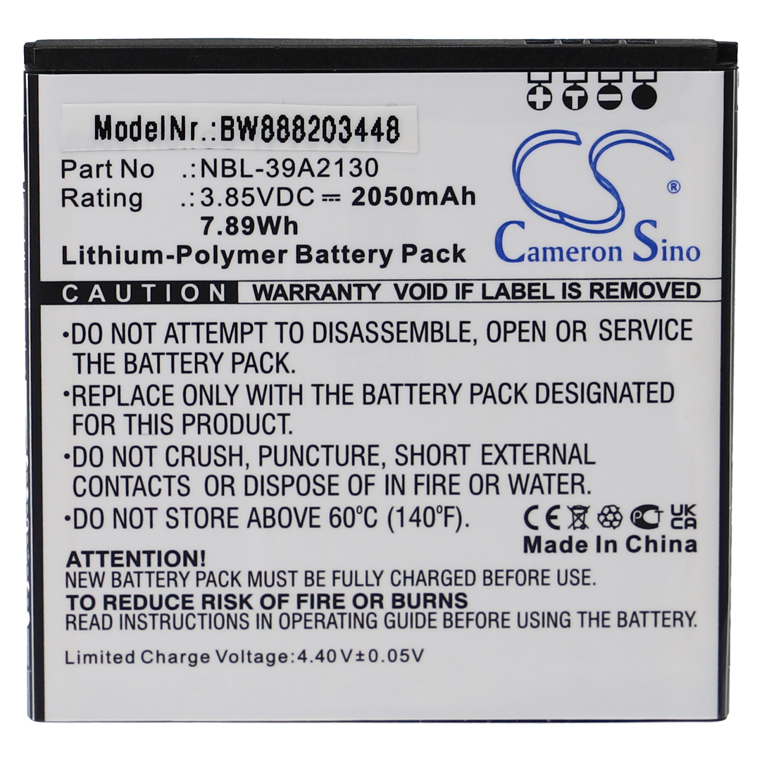 Batterie remplace TP-Link / Neffos NBL-39A2130 pour téléphone portable - 2050mAh, 3,85V, Li-polymère