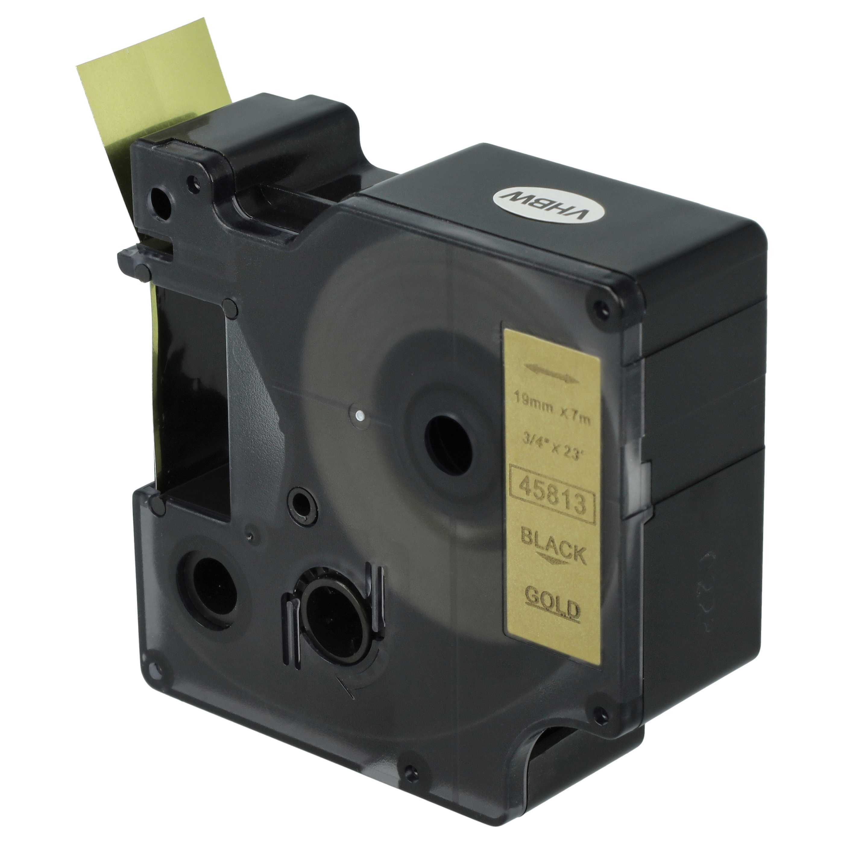 Label Tape replaces Dymo 45813, D1 - 19 mm Black to Gold