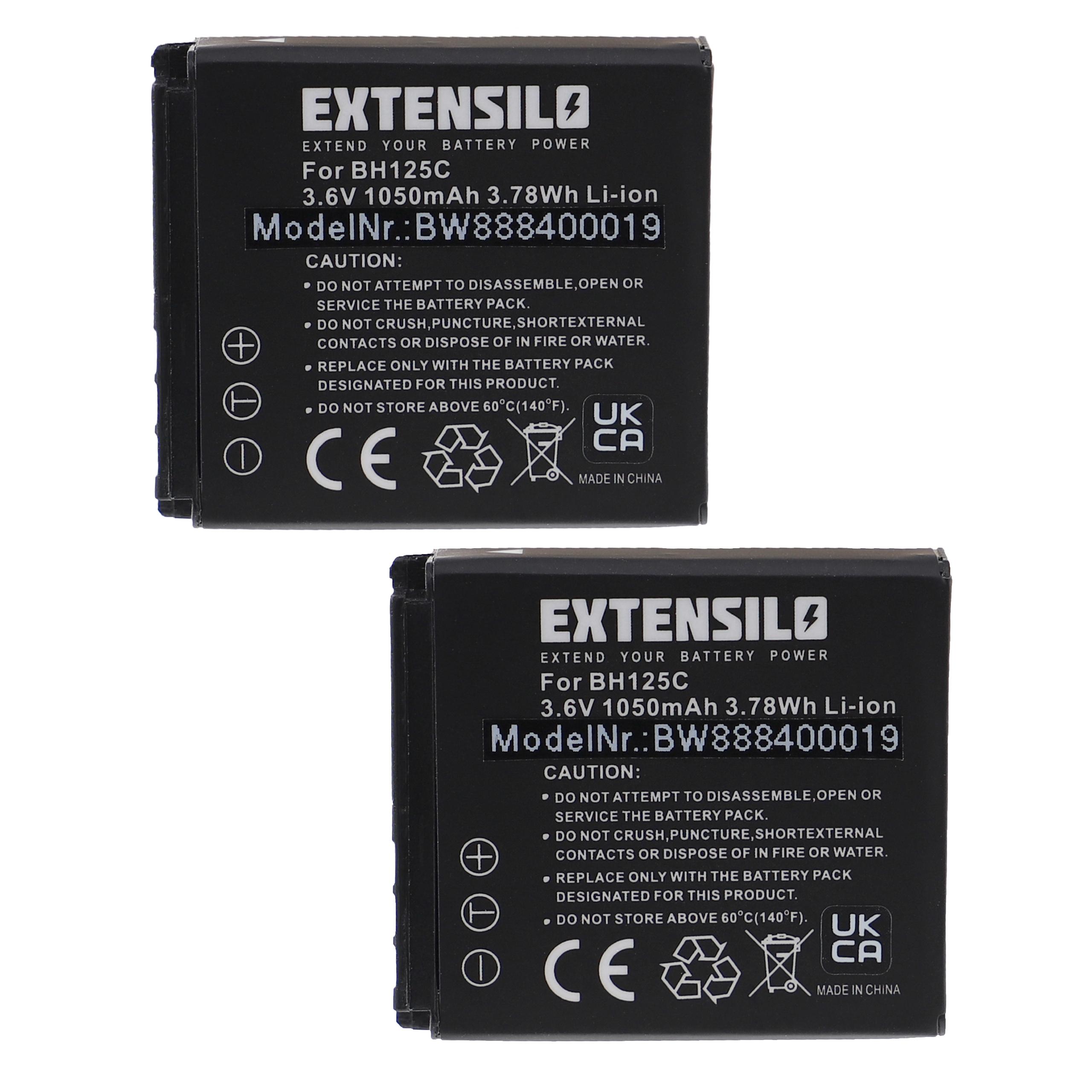 2x Battery replaces Kodak LB-080 - 1050mAh, 3.6V, Li-Ion