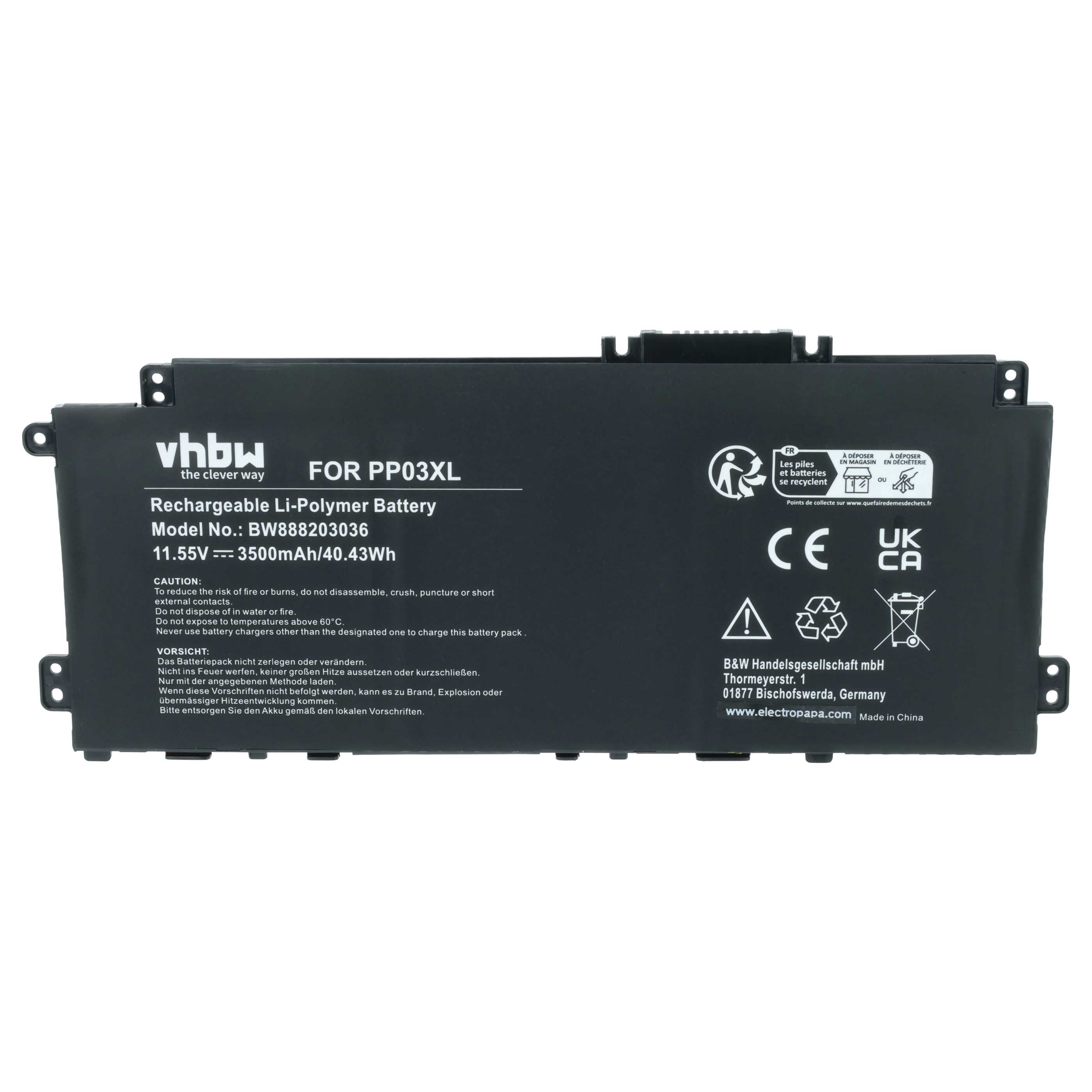 Akumulator do laptopa zamiennik HP HSTNN-DB9X, L83388-421, HSTNN-OB1P, HSTNN-LB8S - 3500 mAh 11,55 V LiPo