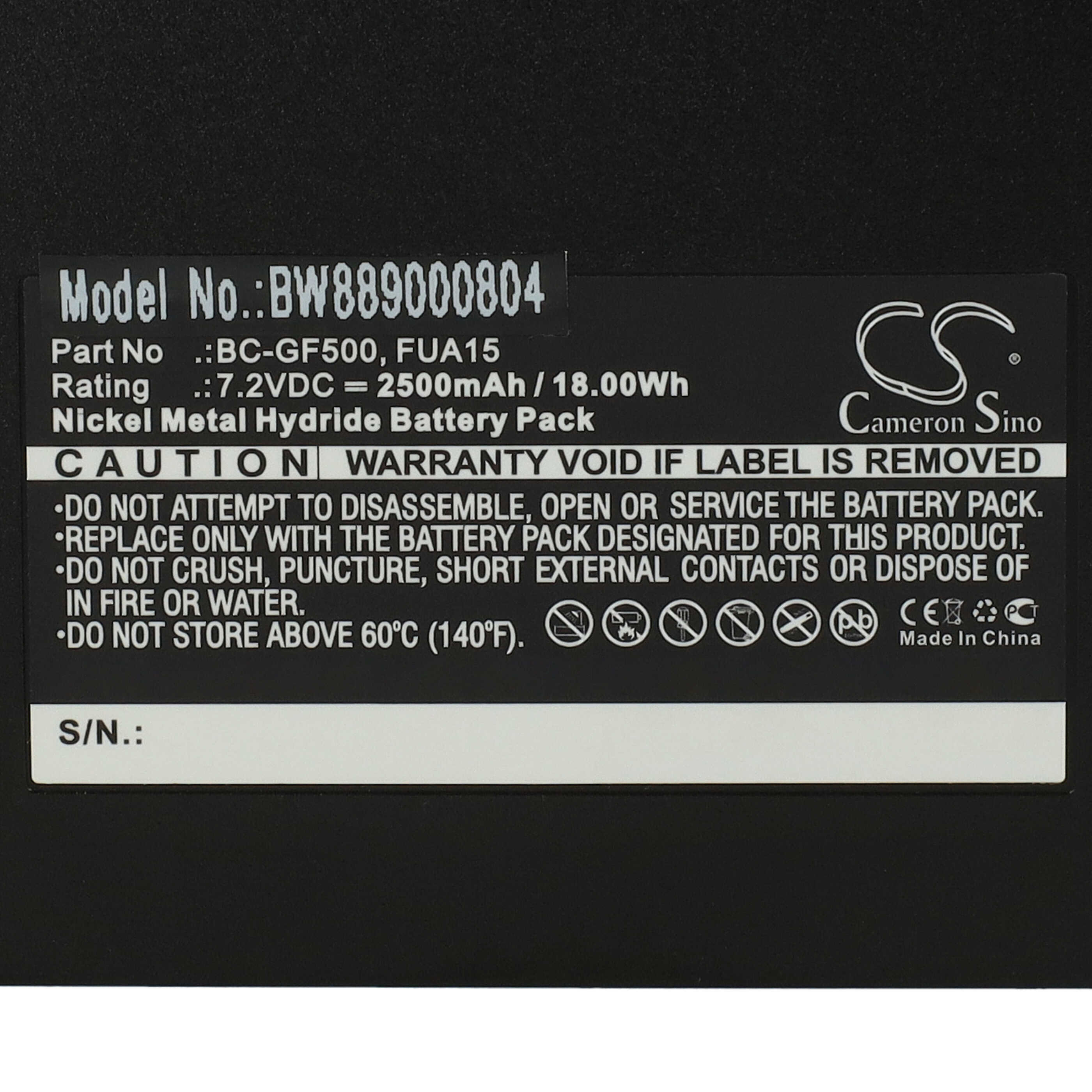 Batterie remplace Gross Funk 100-001-885, BC-GF500, FUA15, FUA50 - 2500mAh 7,2V NiMH