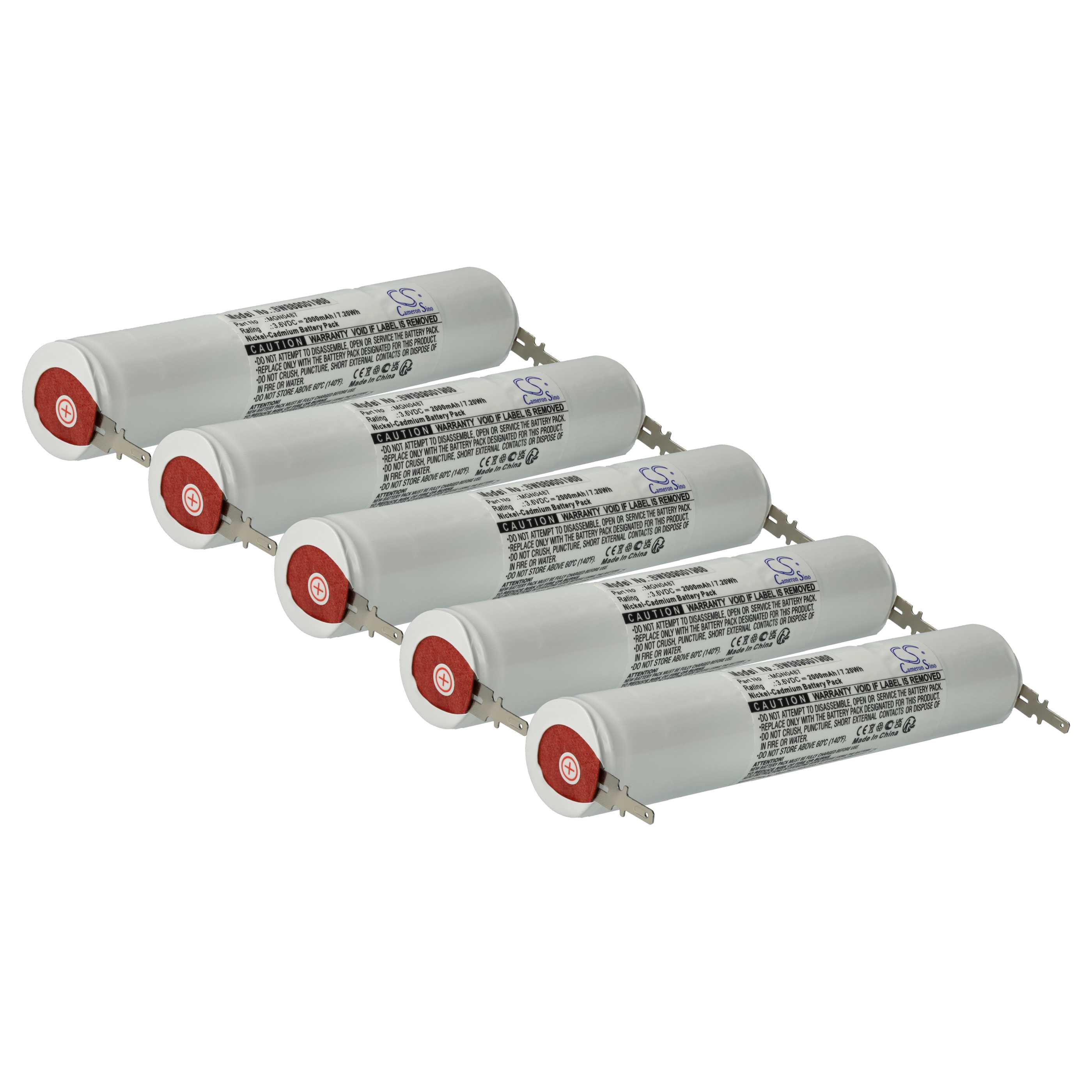 Emergency Light 5x Battery replaces Schneider OVA TD110431 - 2000 mAh 3.6 V NiCd