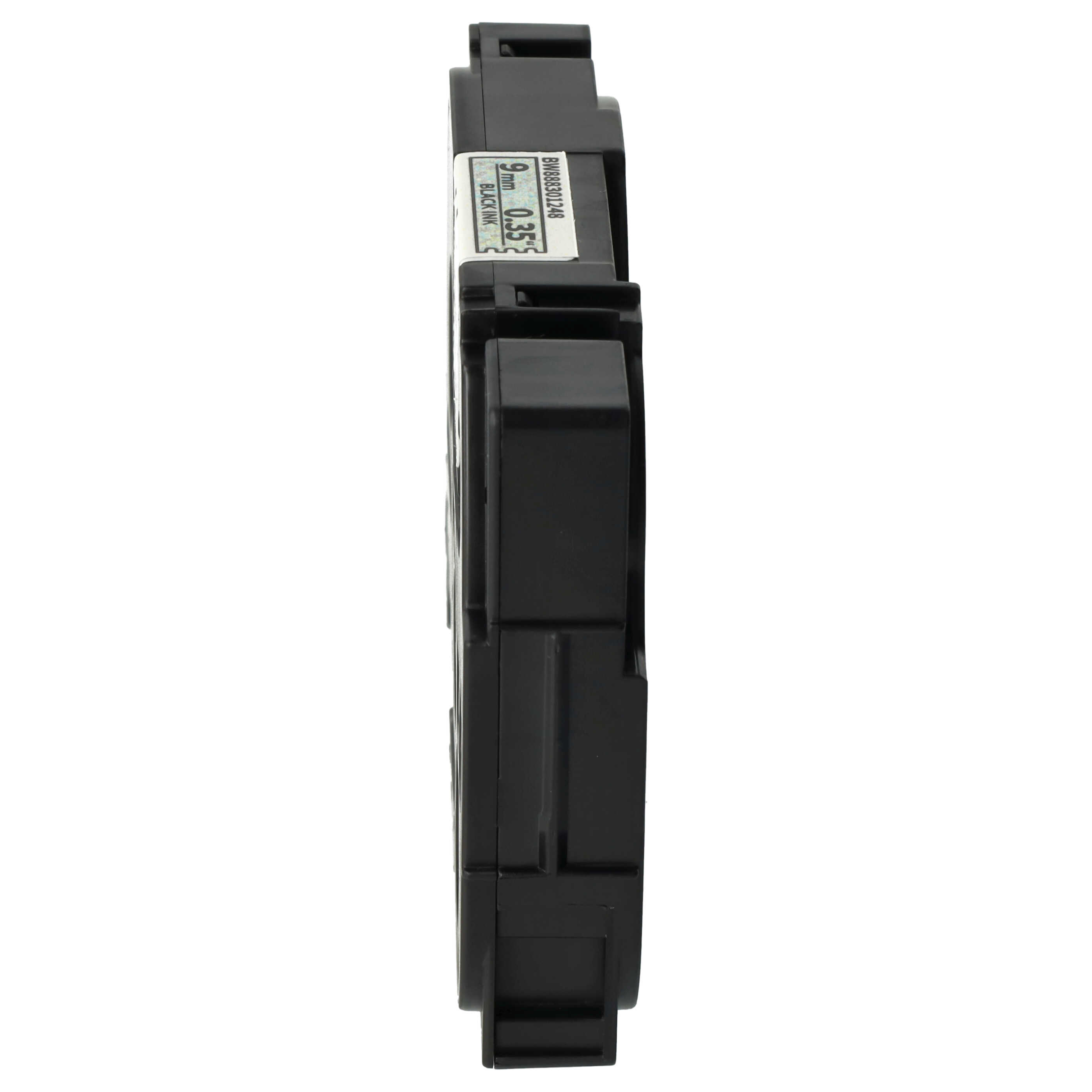 Label Tape replaces Brother TZE-221L1 - 9 mm Black to White (Glitter)