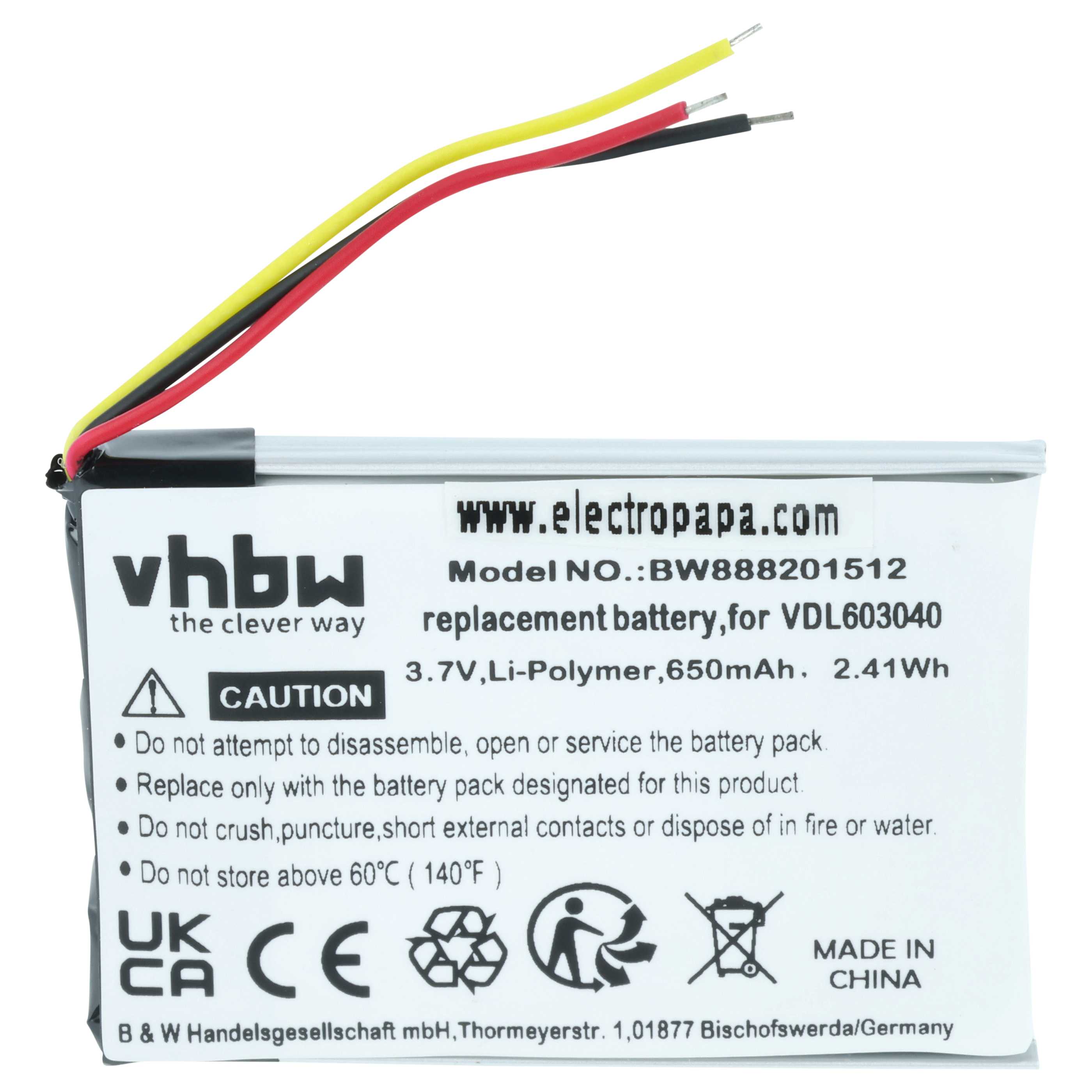Akumulator do słuchawek bezprzewodowych zamiennik Marshall VDL603040 - 650 mAh 3,7 V LiPo