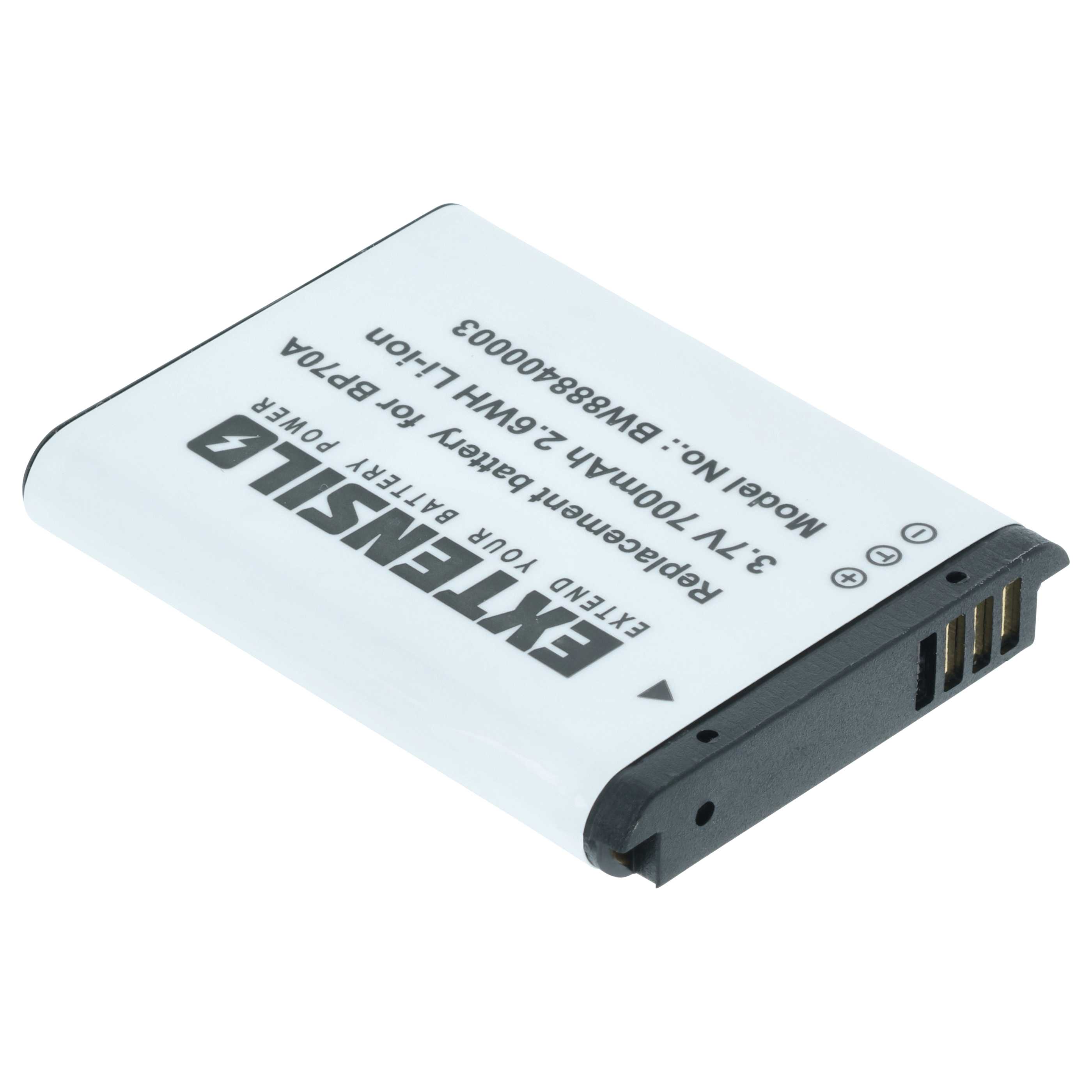Batteria sostituisce Samsung BP-70a, SLB-70A, BP70a, EA-BP70A per fotocamera - 700mAh 3,6V Li-Ion