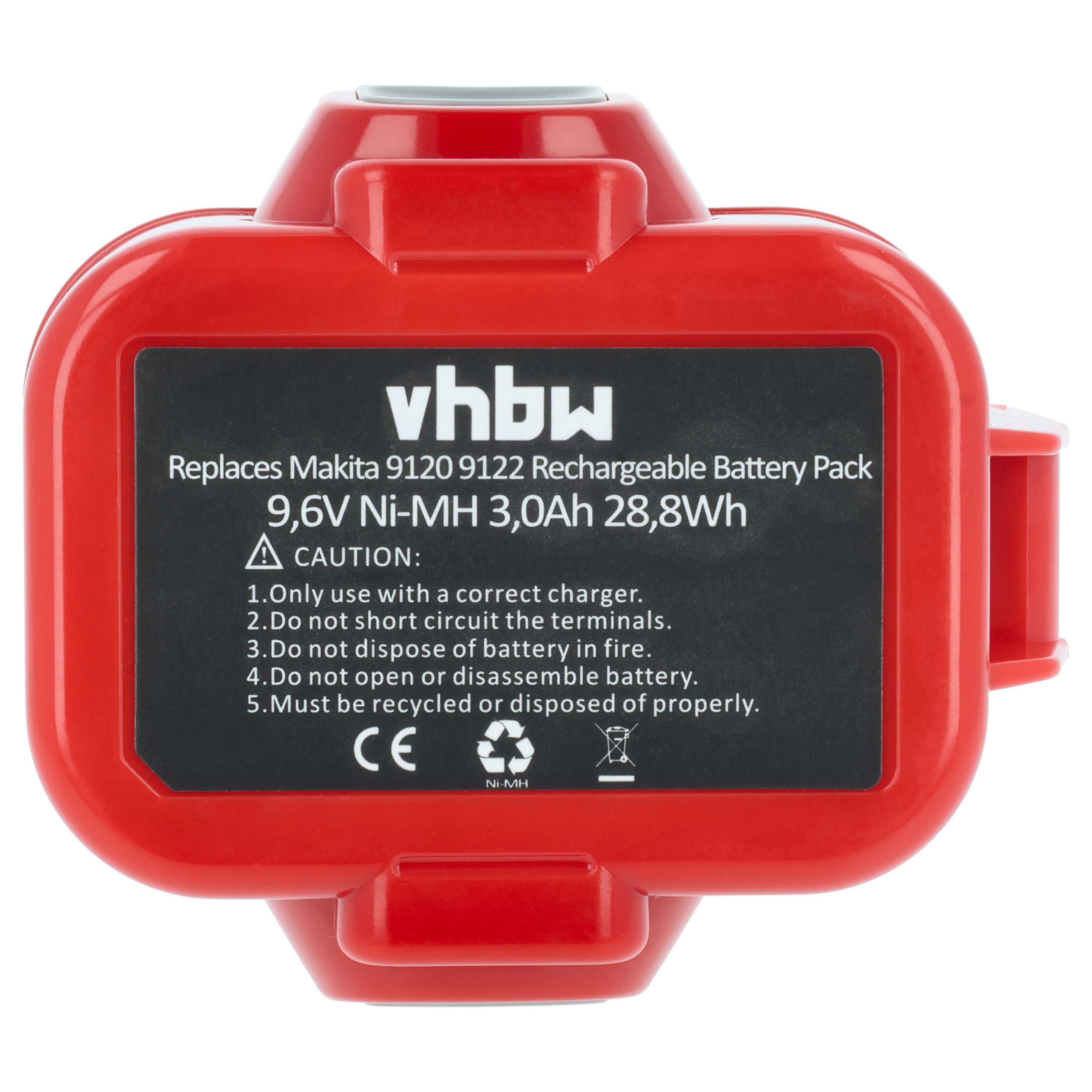 2x Battery replaces Makita 192321-5, 192404-1, 192019-4, 192534-8 Electric Power Tool - 3000 mAh, 9.6 V, NiMH