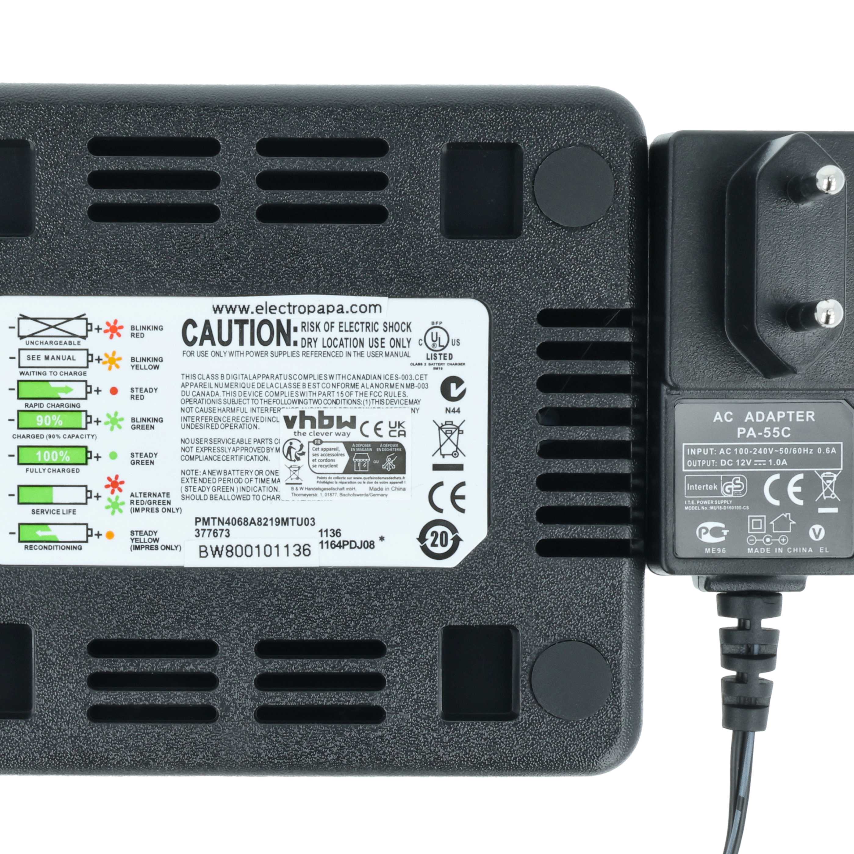 Charger + Mains Adapter Suitable for HNN 8148A Walkie Talkie Battery, 12V, 0.2A