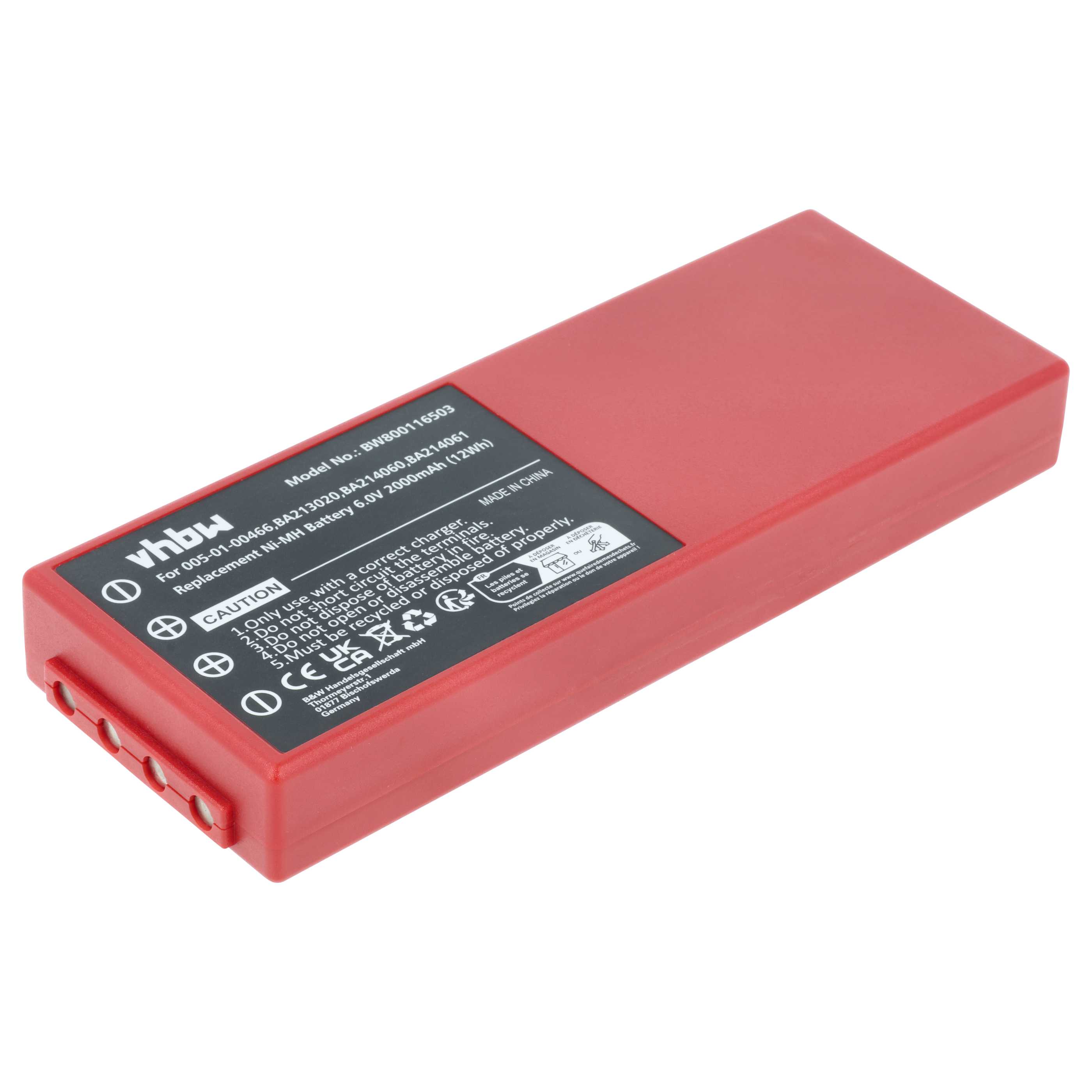 Batería reemplaza HBC 005-01-00466, BA210040 (FuB 10AA), BA213020, BA210 sistema control - 2000mAh 6V NiMH