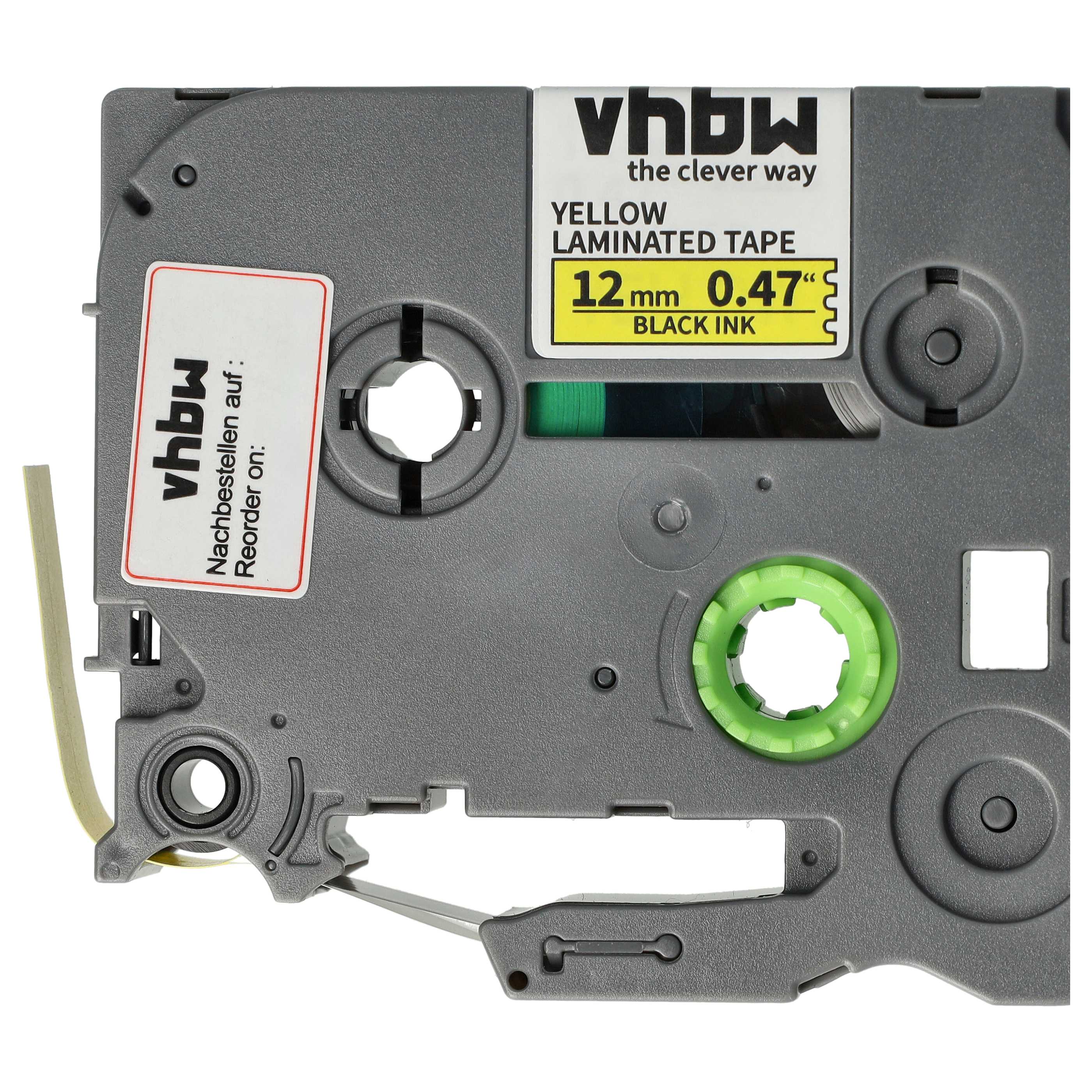 5x Label Tape replaces Brother TZE-631S - 12 mm Black to Yellow